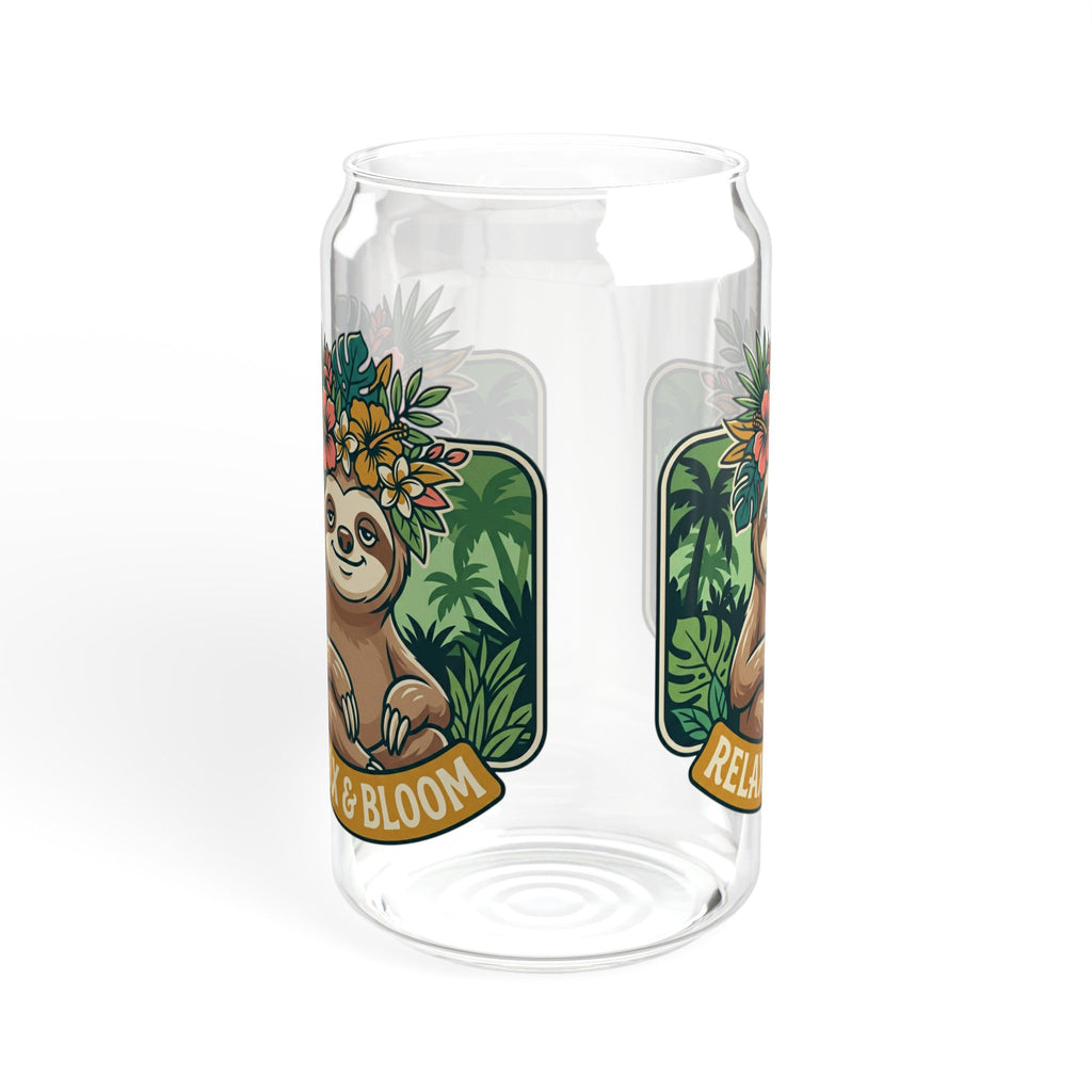 Relax & Bloom Sloth Sipper Glass — 16oz Bamboo Lid Straw Tumbler