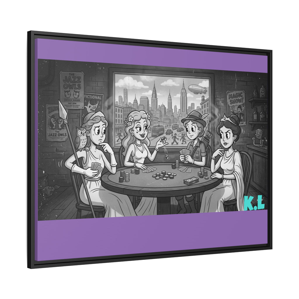 Framed Matte Canvas - Vintage Goddess Poker Night Print
