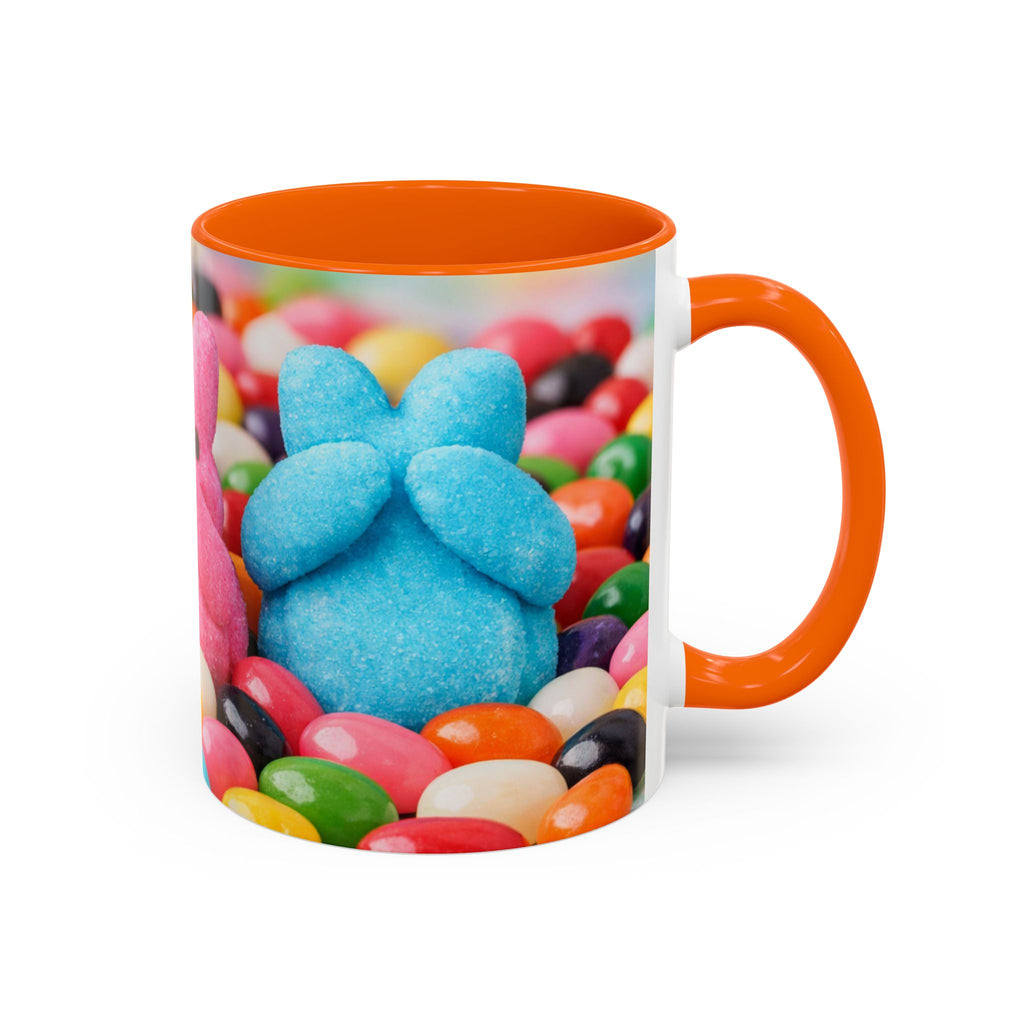 Easter Candy Peeps Coffee Mug — Colorful Jellybean & Marshmallow Bunny Accent Mug (11/15oz)