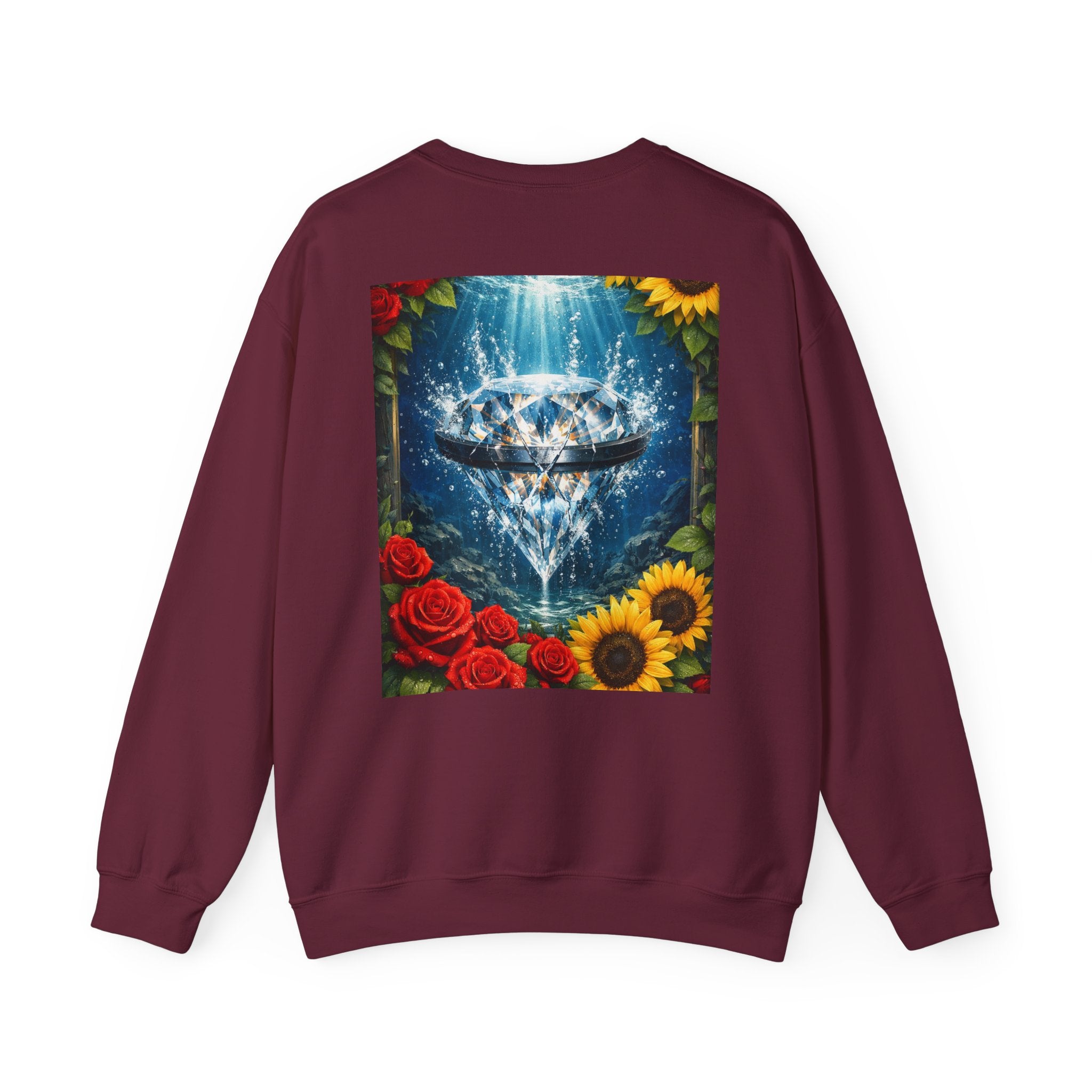Crewneck Sweatshirt — "Built Off Pressure" Diamond UFO Floral Back Print