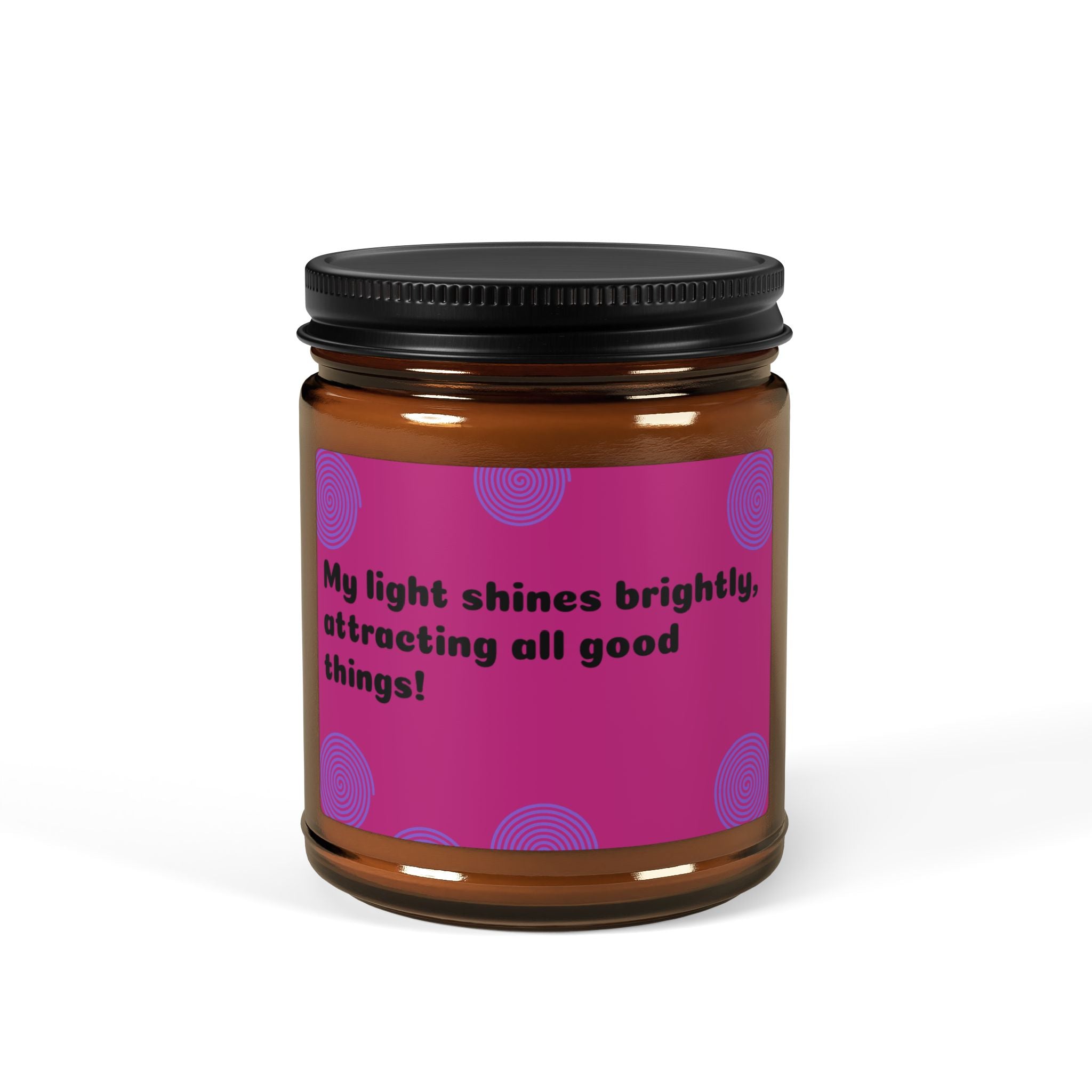 Affirmation Candle — "My light shines brightly, attracting all good things!" Amber Soy Jar