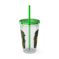 Stay Cozy Sloth Tumbler — 16oz Clear Insulated Cup with Straw