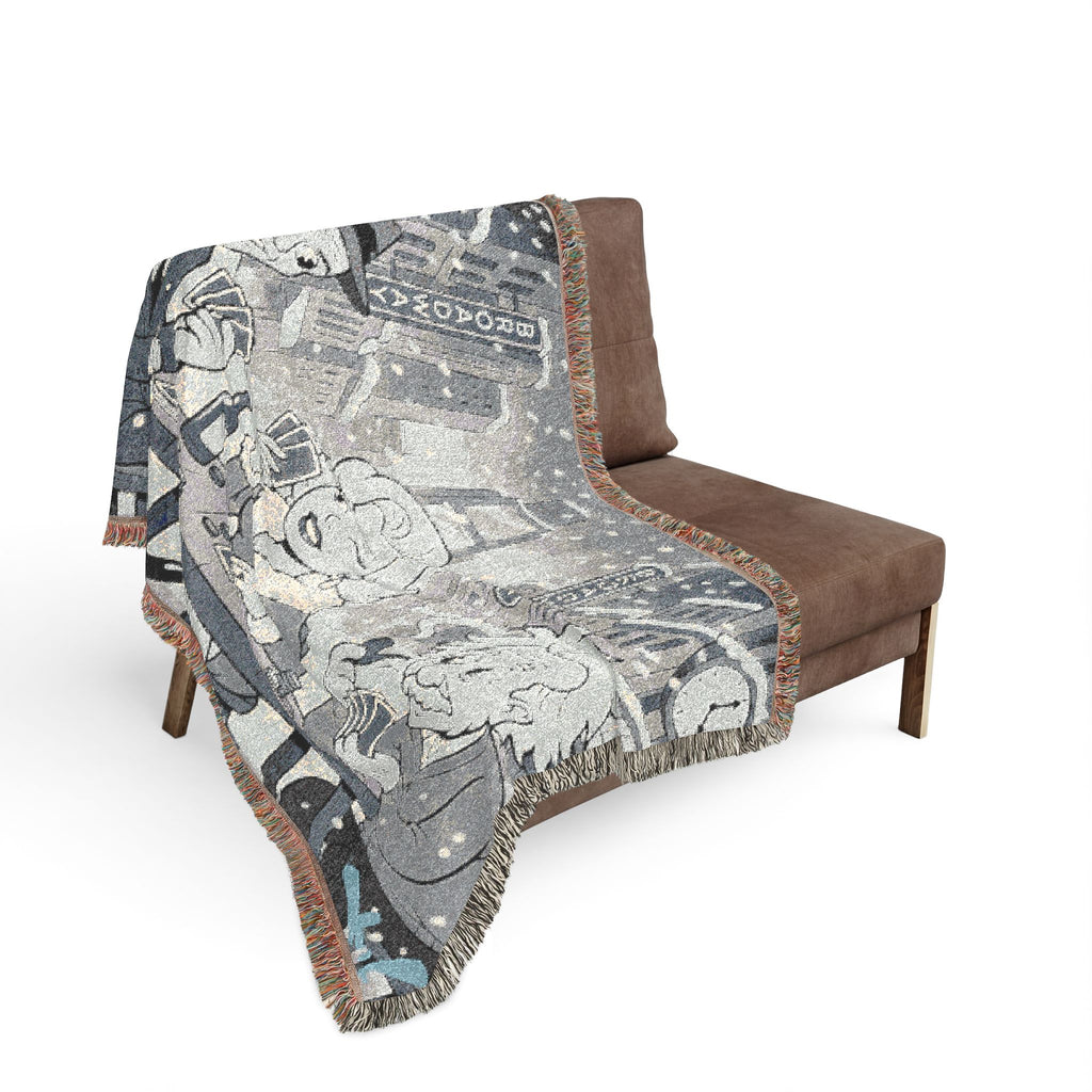 Vintage Movie Night Woven Blanket — Retro Film Stars Throw for Cozy Home & Gifts