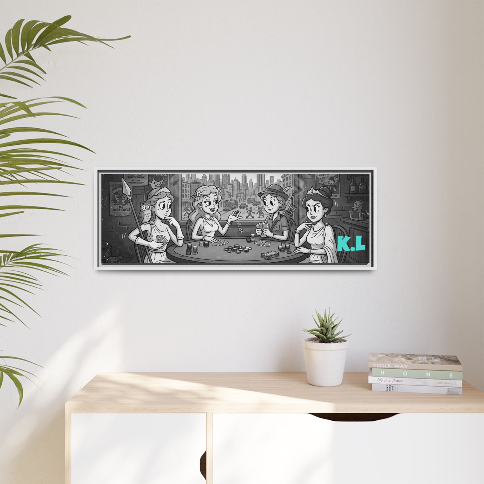 Framed Matte Canvas - Vintage Goddess Poker Night Print