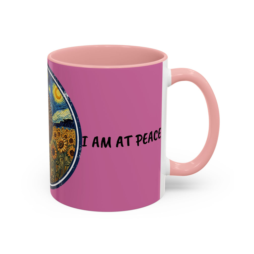 Hedgehog Sunflower Coffee Mug — "I Am At Peace" Accent Ceramic Mug
