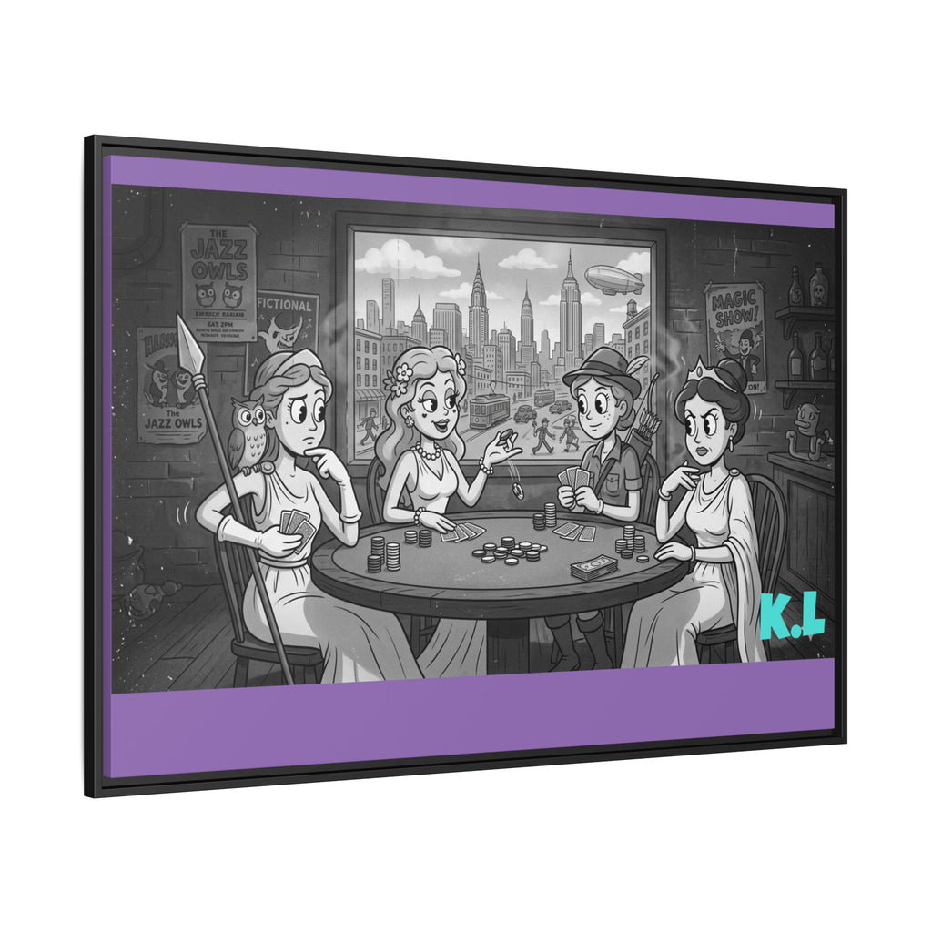 Framed Matte Canvas - Vintage Goddess Poker Night Print