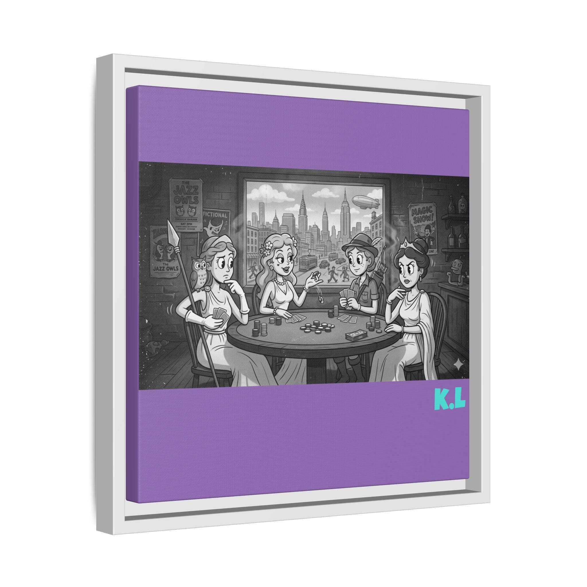 Framed Matte Canvas - Vintage Goddess Poker Night Print