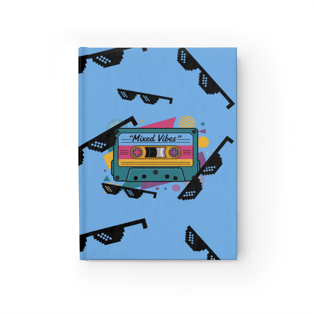 Retro 'Mixed Vibes' Cassette Journal — Blue Sunglasses Pattern