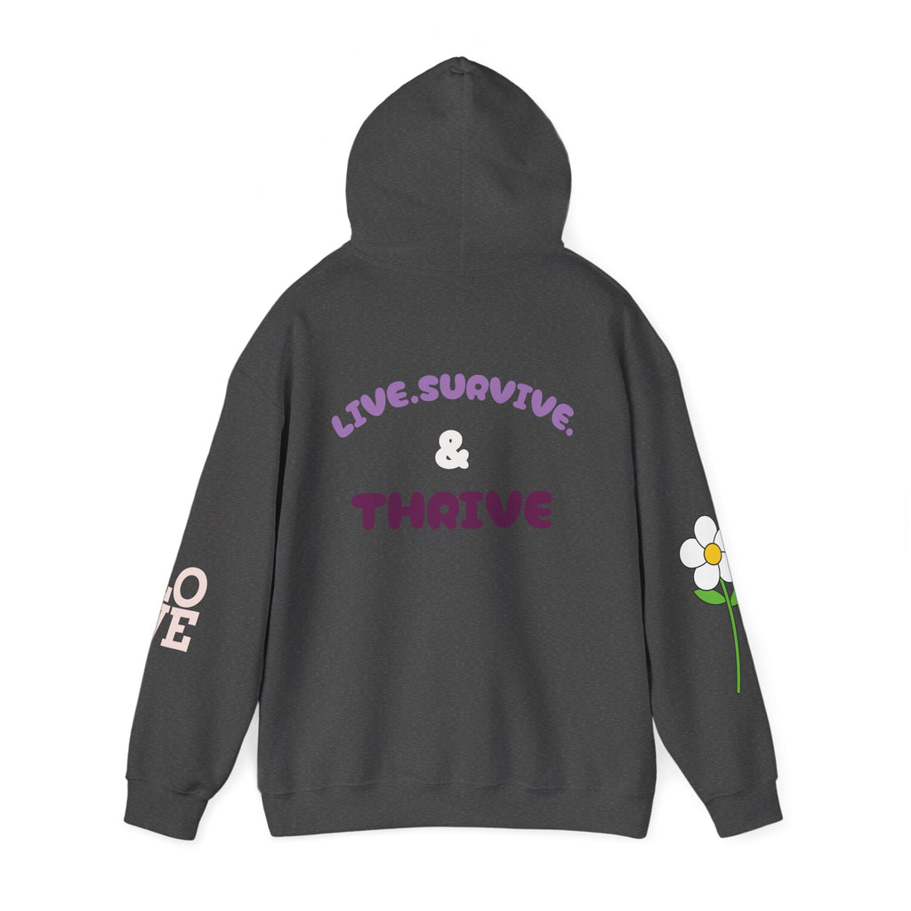 Hoodie — Live, Survive & Thrive Floral Smiley Motivational Hoodie