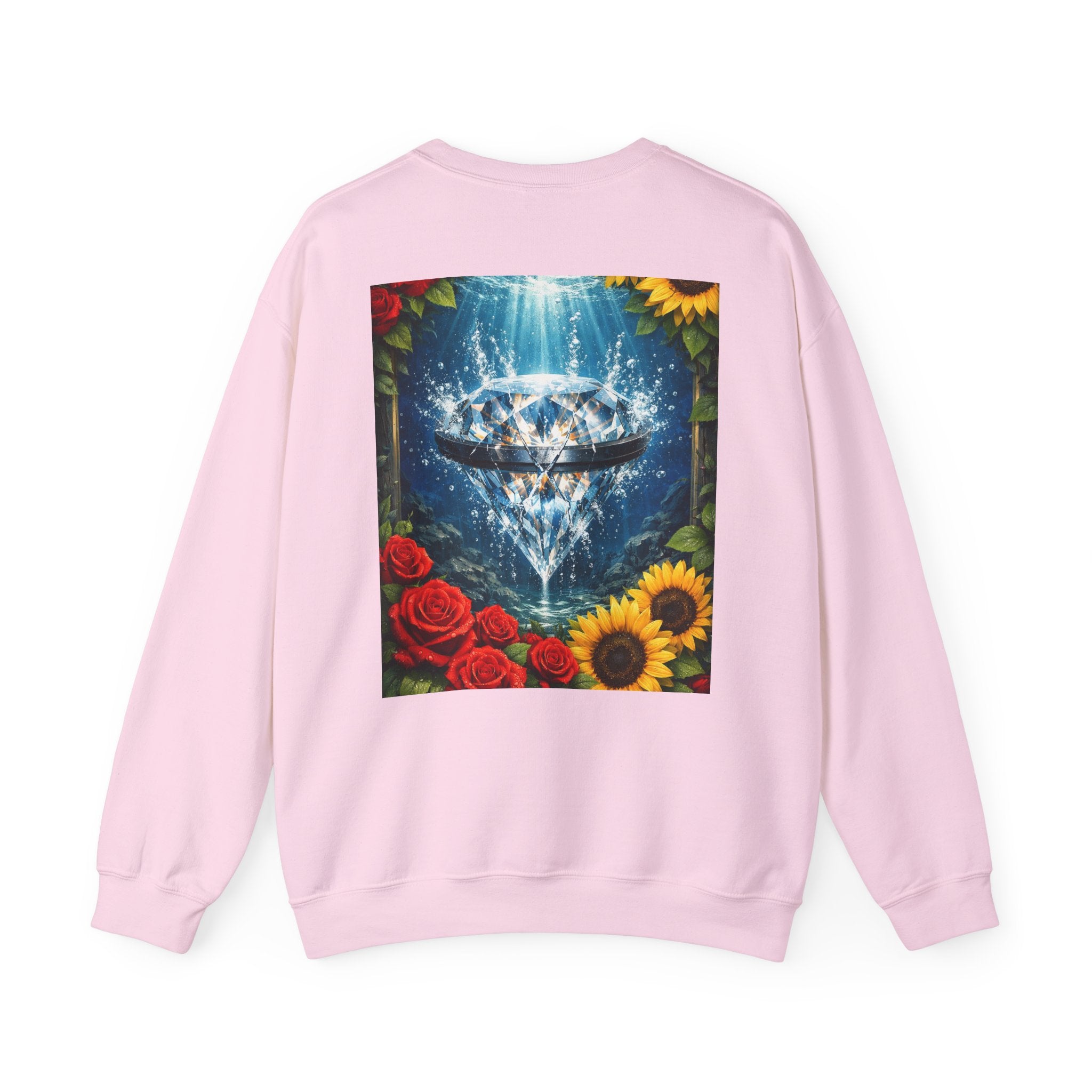 Crewneck Sweatshirt — "Built Off Pressure" Diamond UFO Floral Back Print