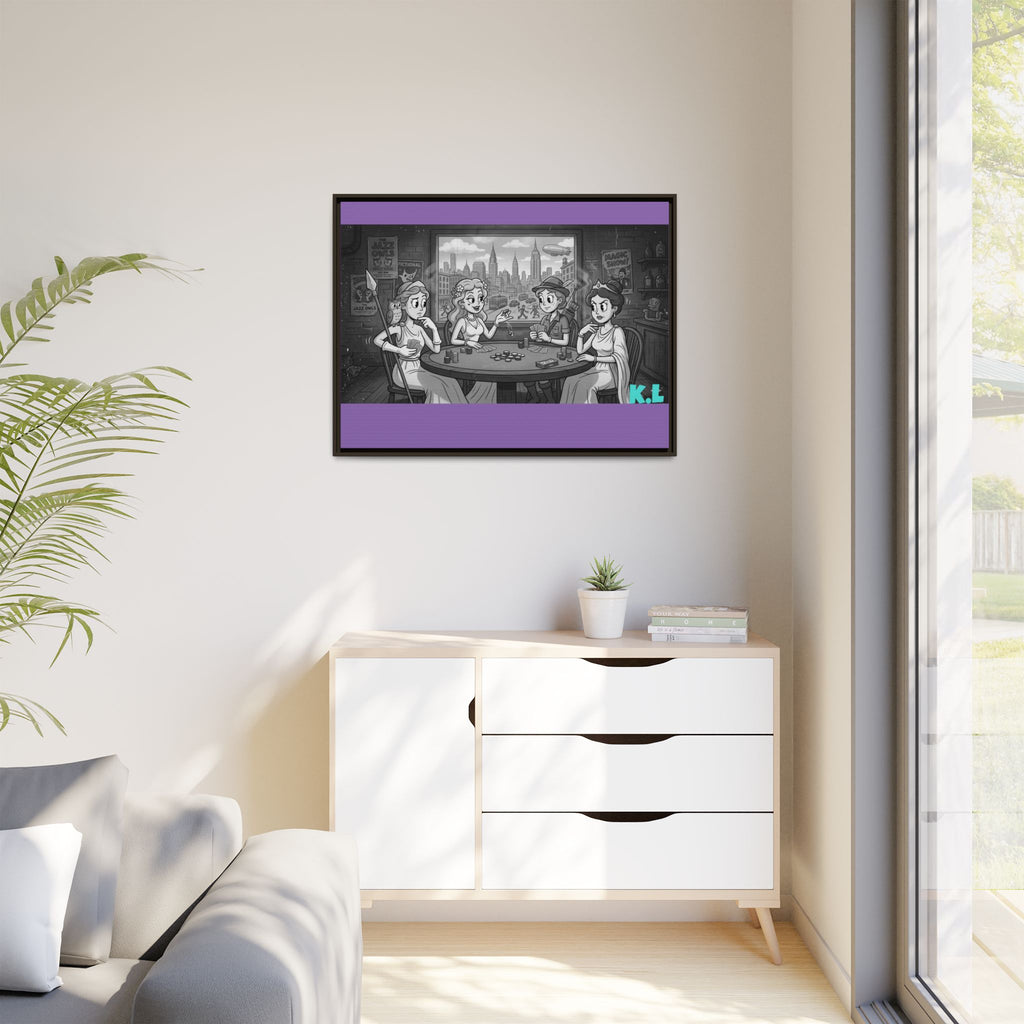 Framed Matte Canvas - Vintage Goddess Poker Night Print