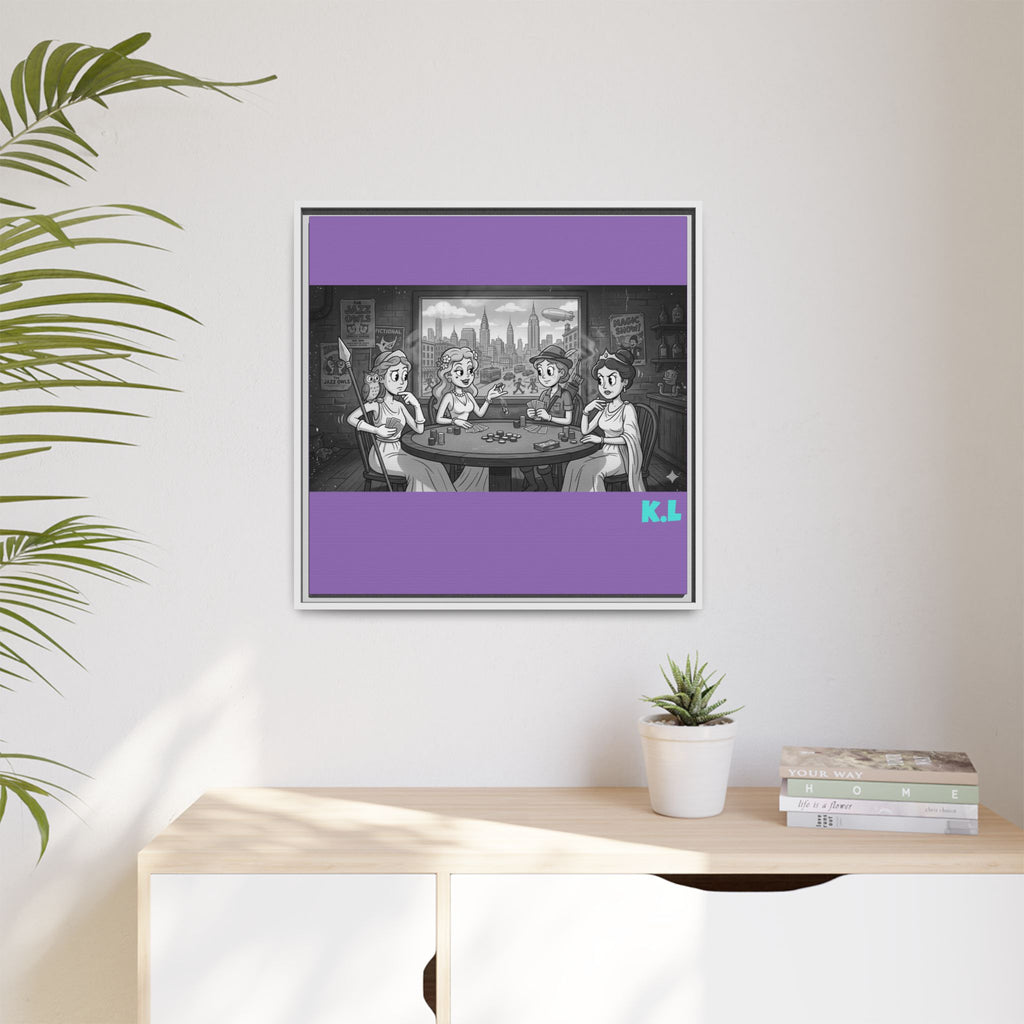 Framed Matte Canvas - Vintage Goddess Poker Night Print