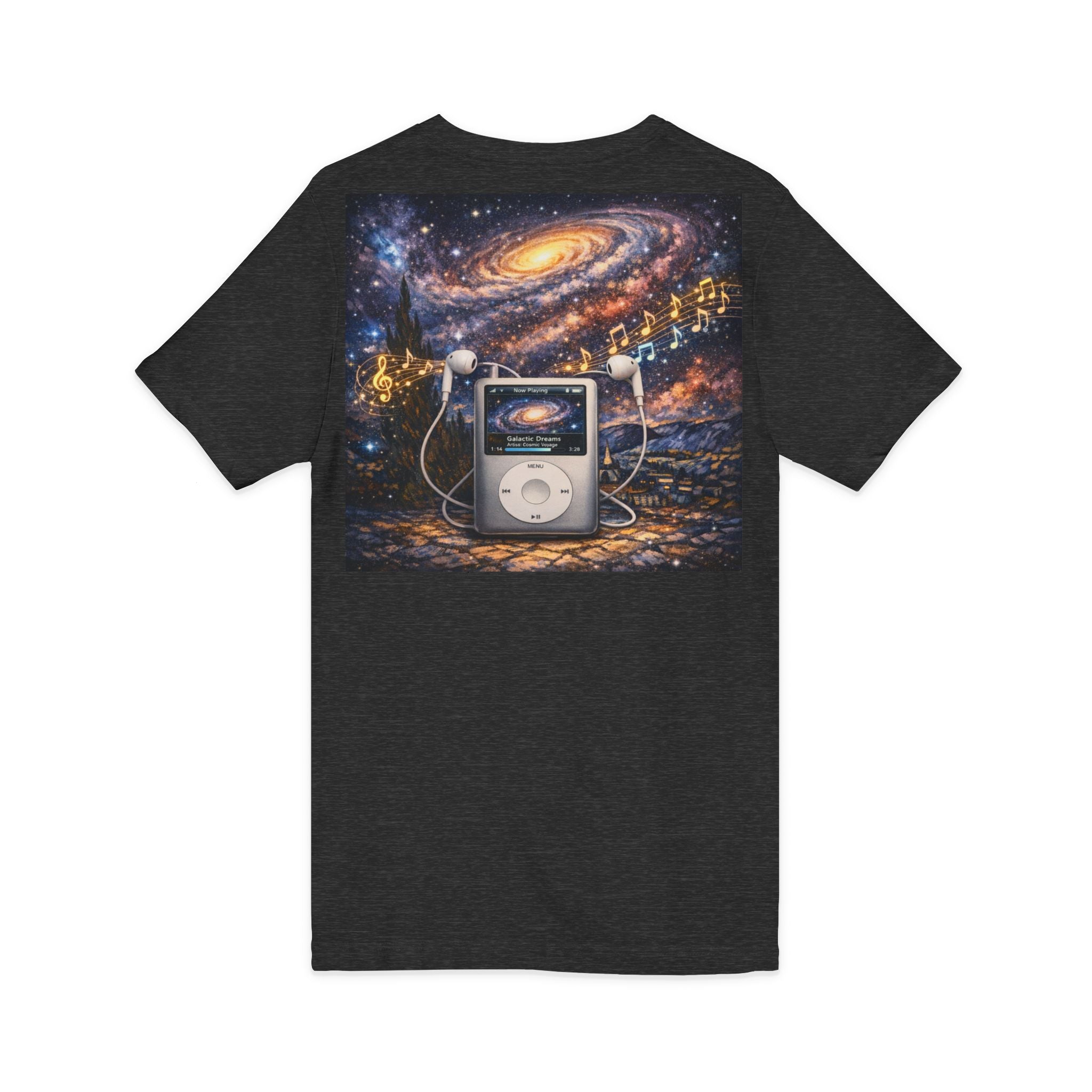 Galaxy iPod Music Tee — Retro Space Music V-Neck T‑Shirt