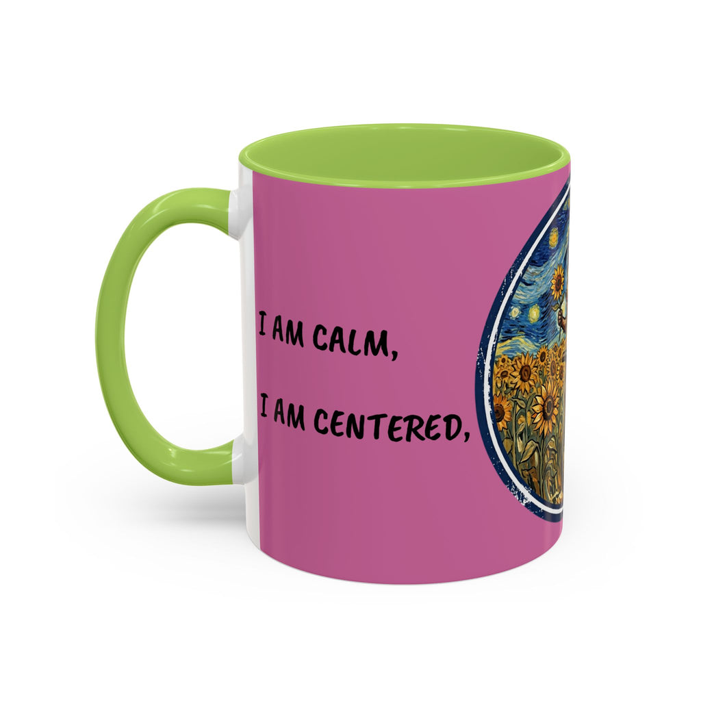 Hedgehog Sunflower Coffee Mug — "I Am At Peace" Accent Ceramic Mug