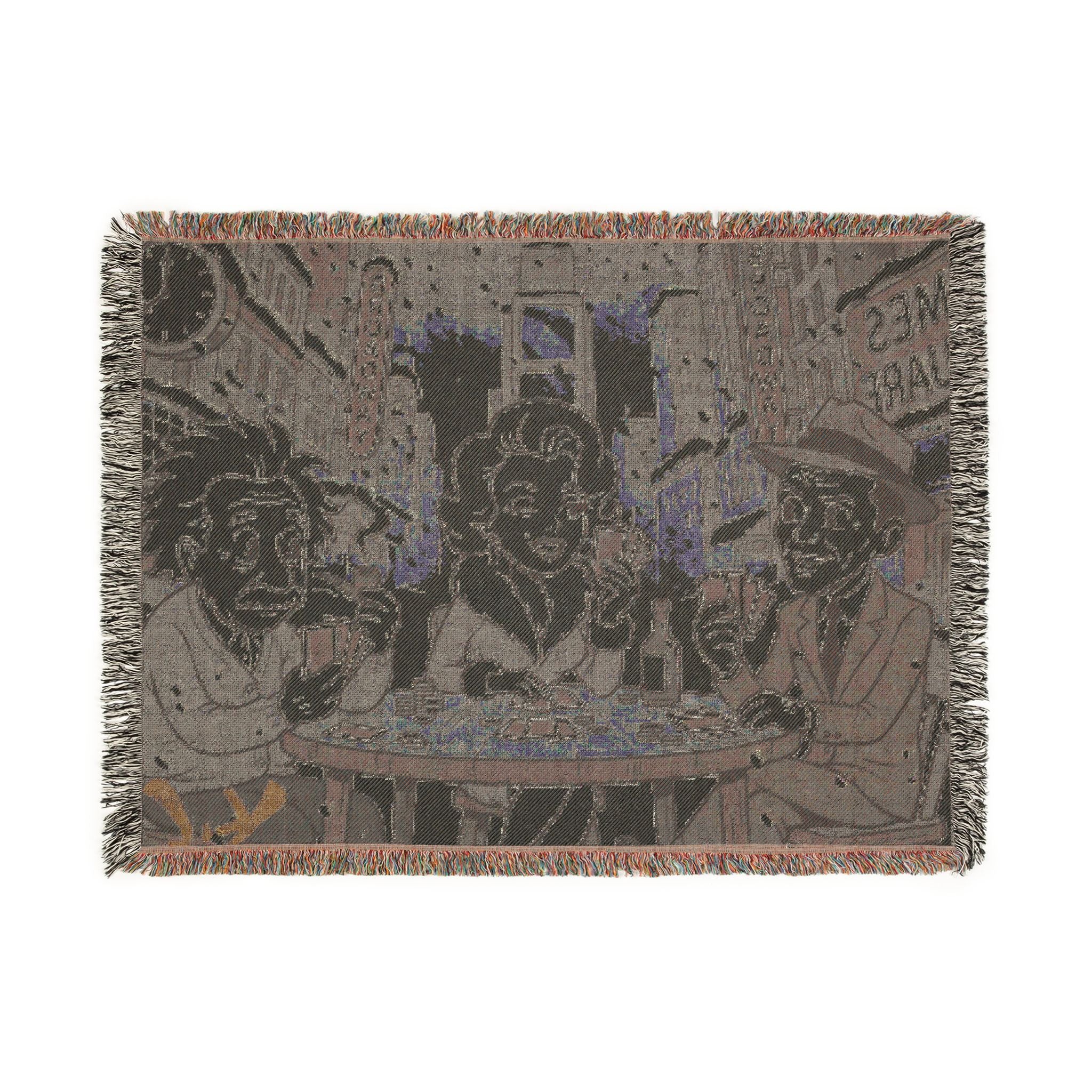 Vintage Movie Night Woven Blanket — Retro Film Stars Throw for Cozy Home & Gifts