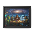 Framed Cosmic Poker Night Matte Canvas Print — Alien & Mythical Creatures Wall Art