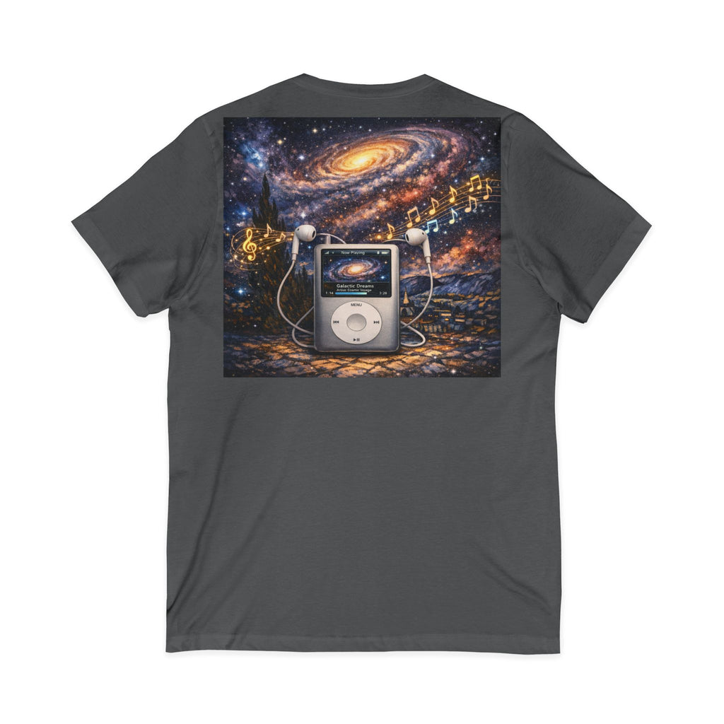 Galaxy iPod Music Tee — Retro Space Music V-Neck T‑Shirt