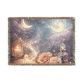 Moon & Roses Woven Blanket — Floral Lunar Throw
