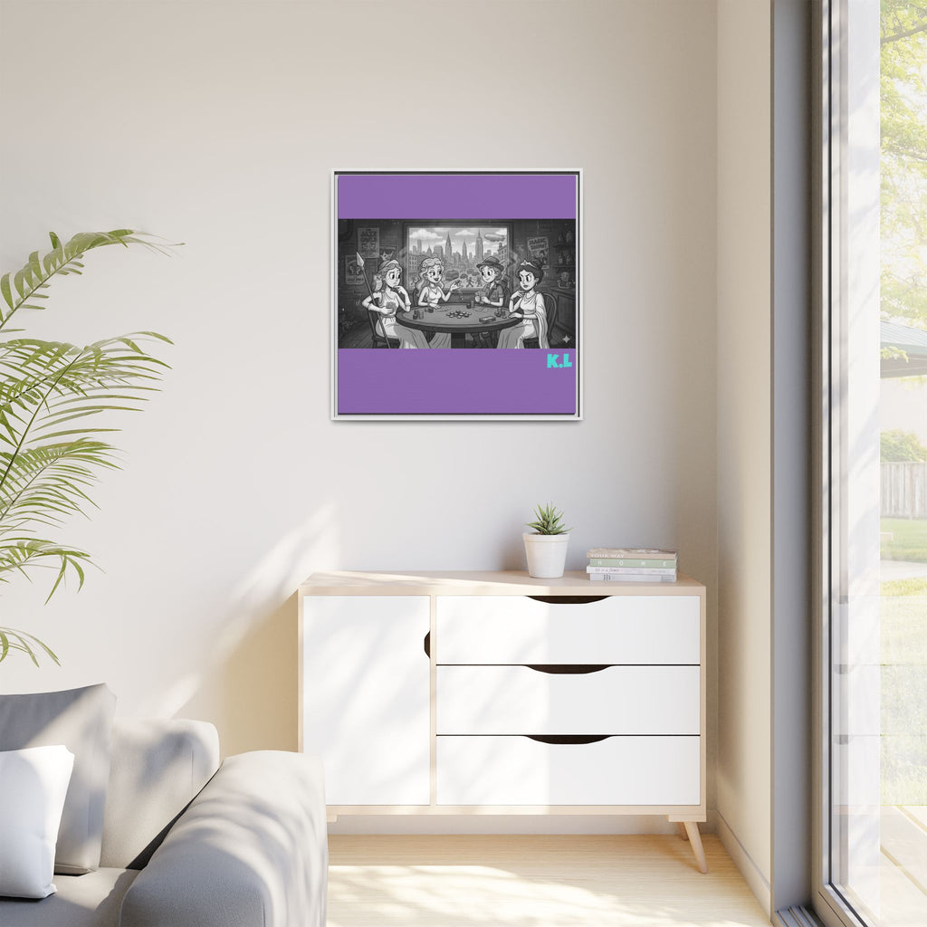 Framed Matte Canvas - Vintage Goddess Poker Night Print