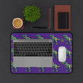 Colorful Geometric T-Rex Desk Mat — Purple Dinosaur Mouse Pad