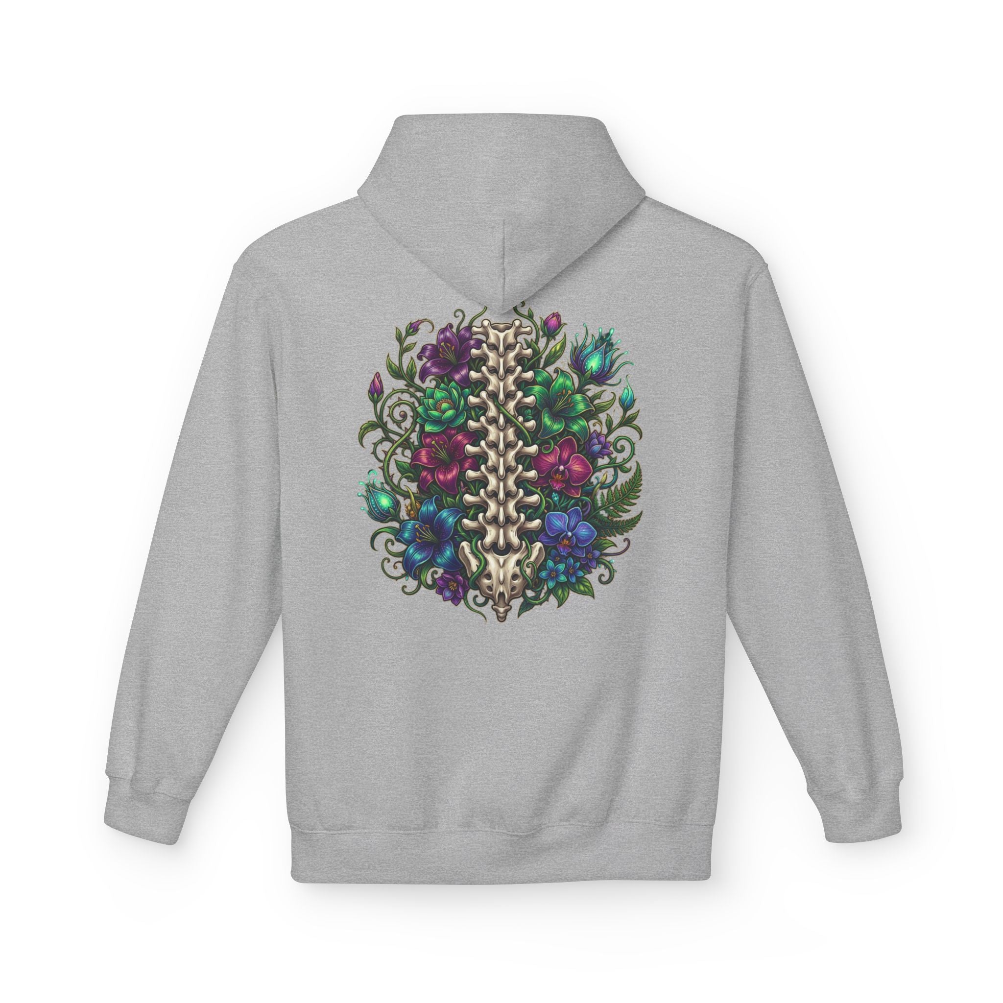 Spine & Blossoms Hoodie — "Soft Heart, Strong Spine!" Graphic Pullover