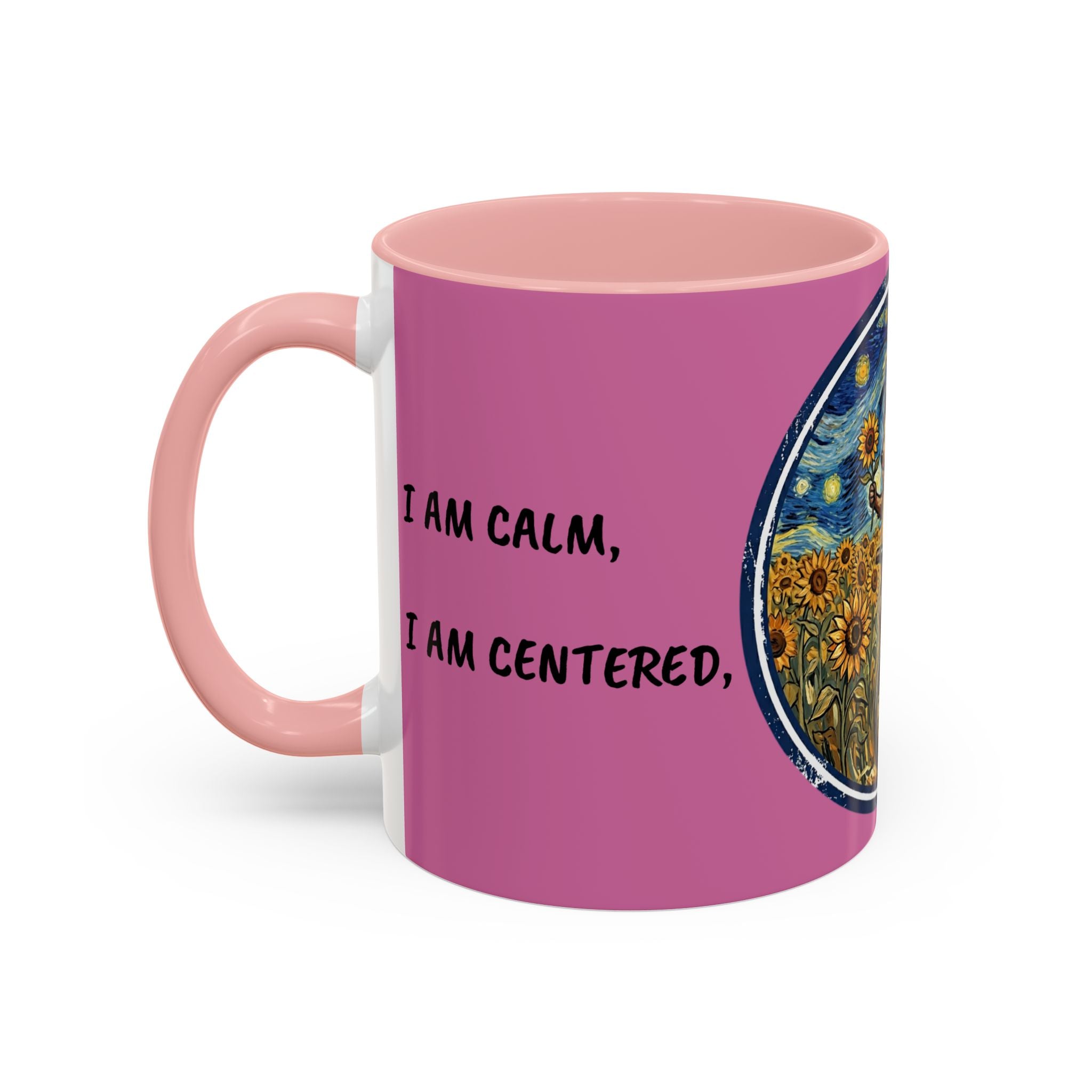 Hedgehog Sunflower Coffee Mug — "I Am At Peace" Accent Ceramic Mug