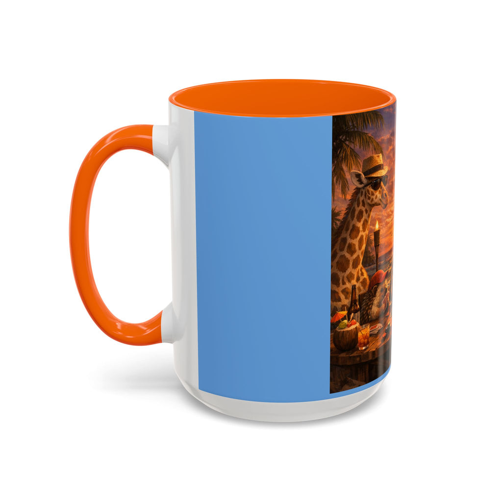 Sunset Poker Nights Animal Coffee Mug — Giraffe & Hedgehog Friends (11/15 oz)