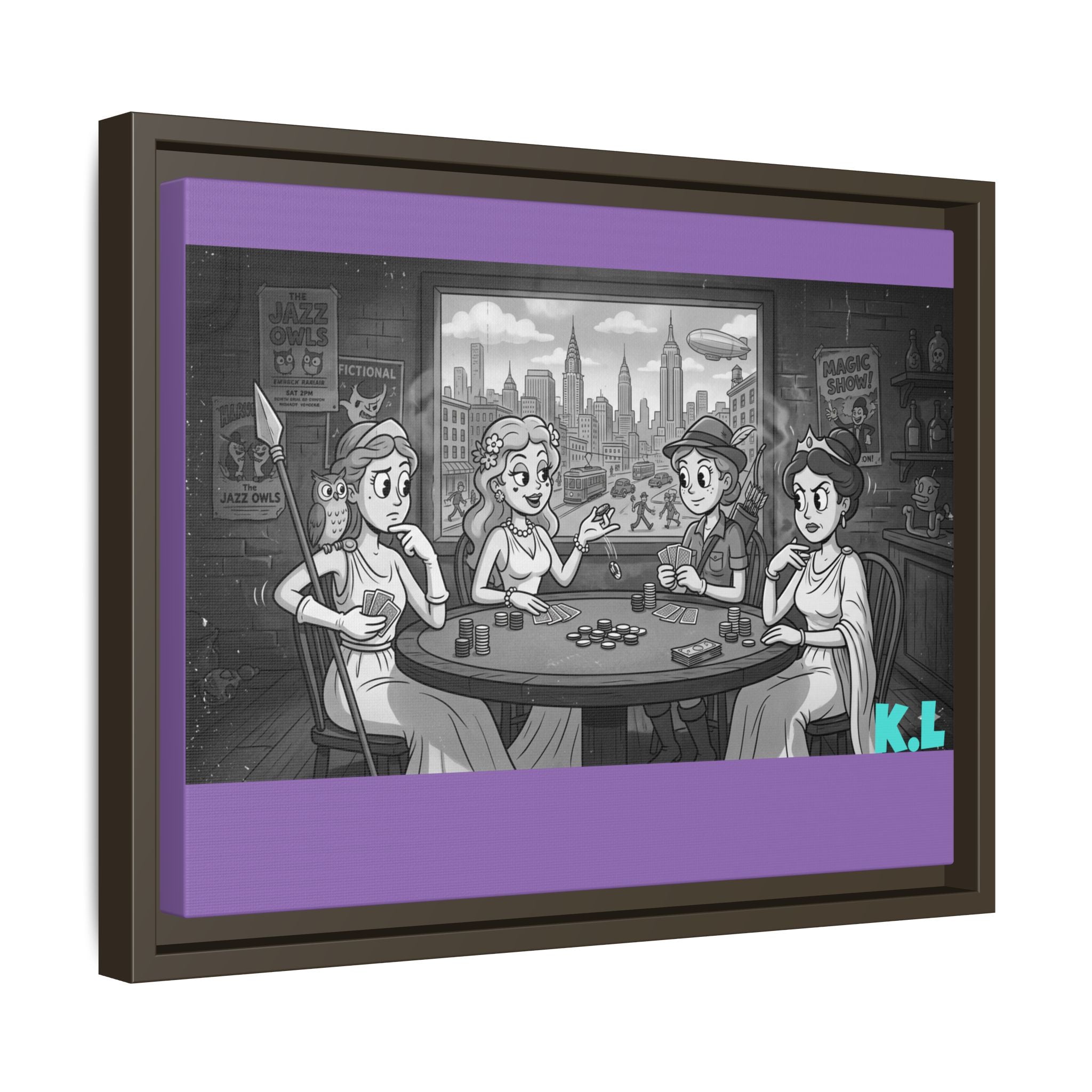 Framed Matte Canvas - Vintage Goddess Poker Night Print