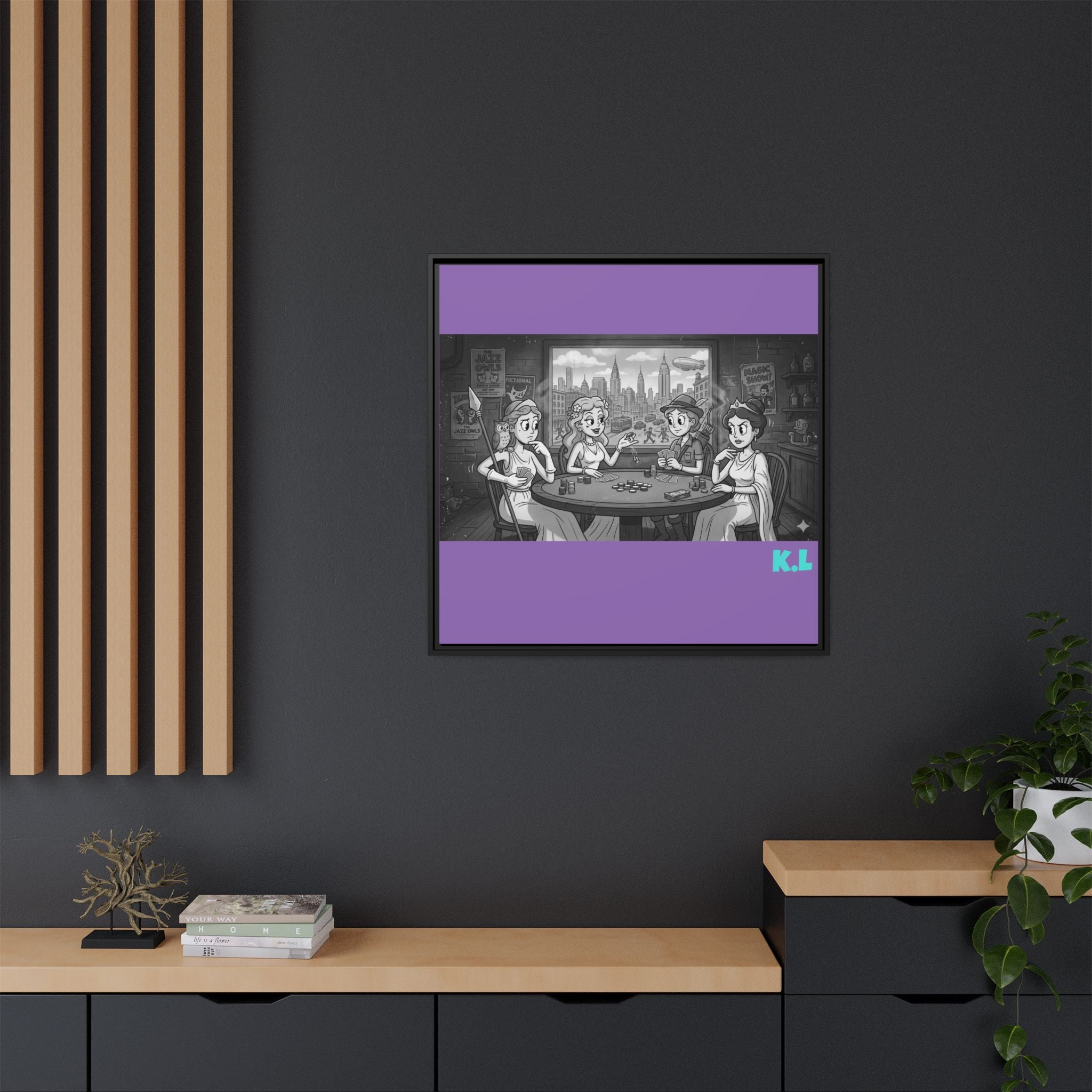 Framed Matte Canvas - Vintage Goddess Poker Night Print