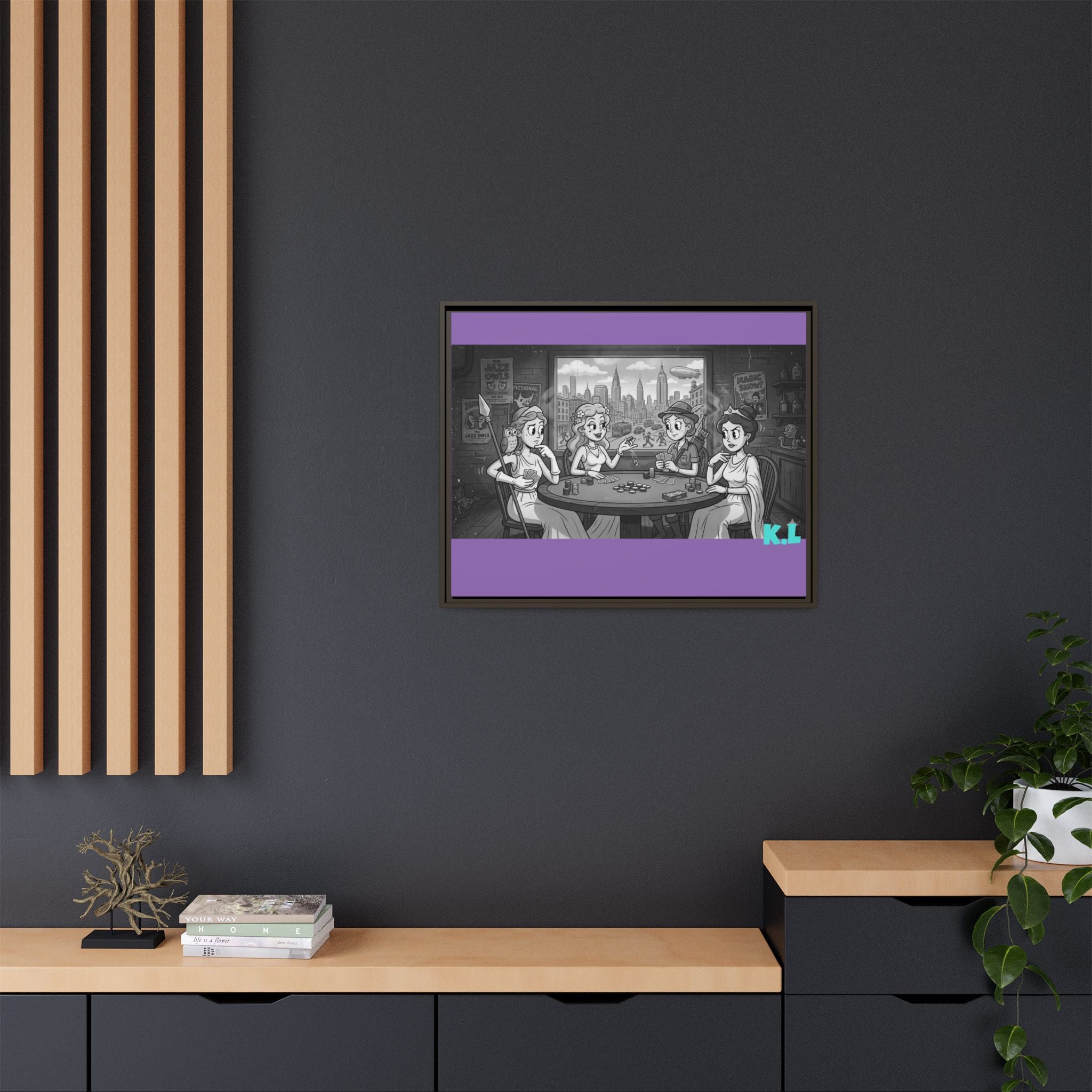 Framed Matte Canvas - Vintage Goddess Poker Night Print