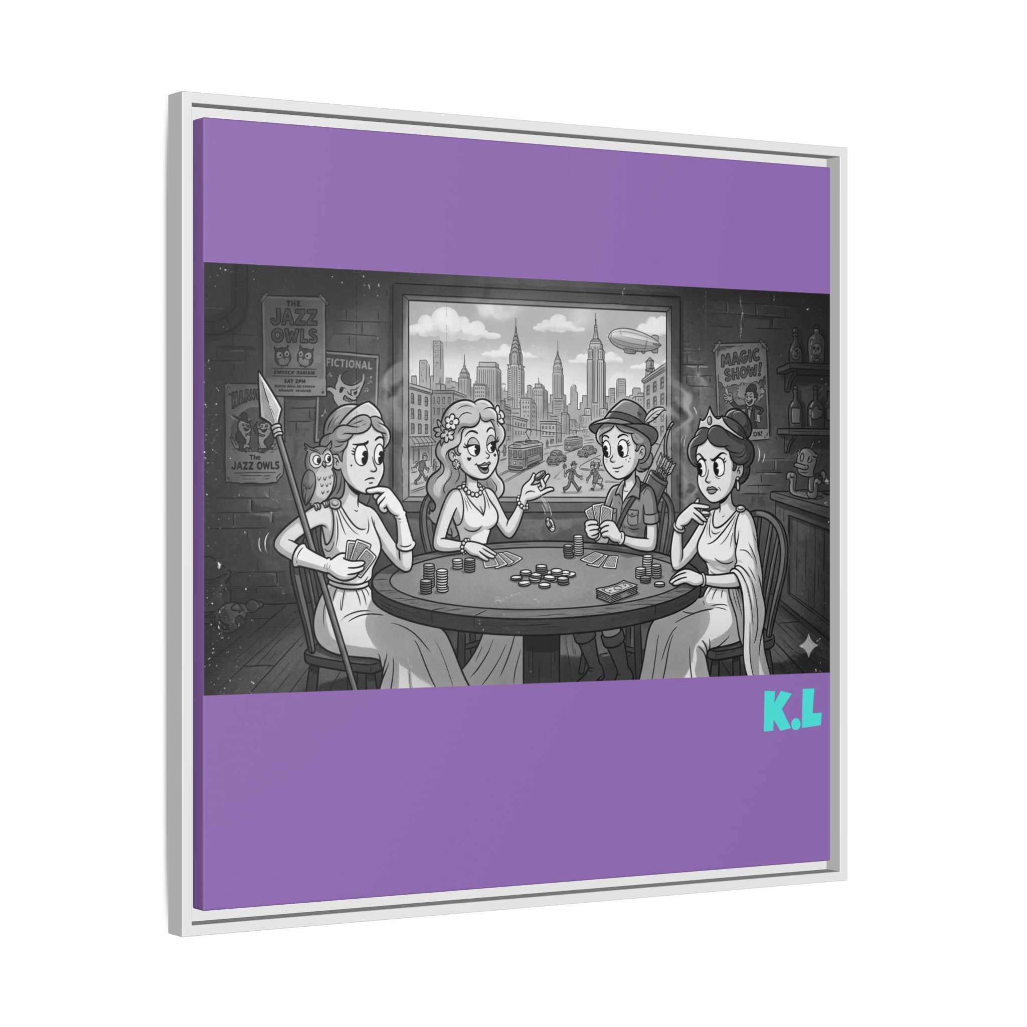 Framed Matte Canvas - Vintage Goddess Poker Night Print