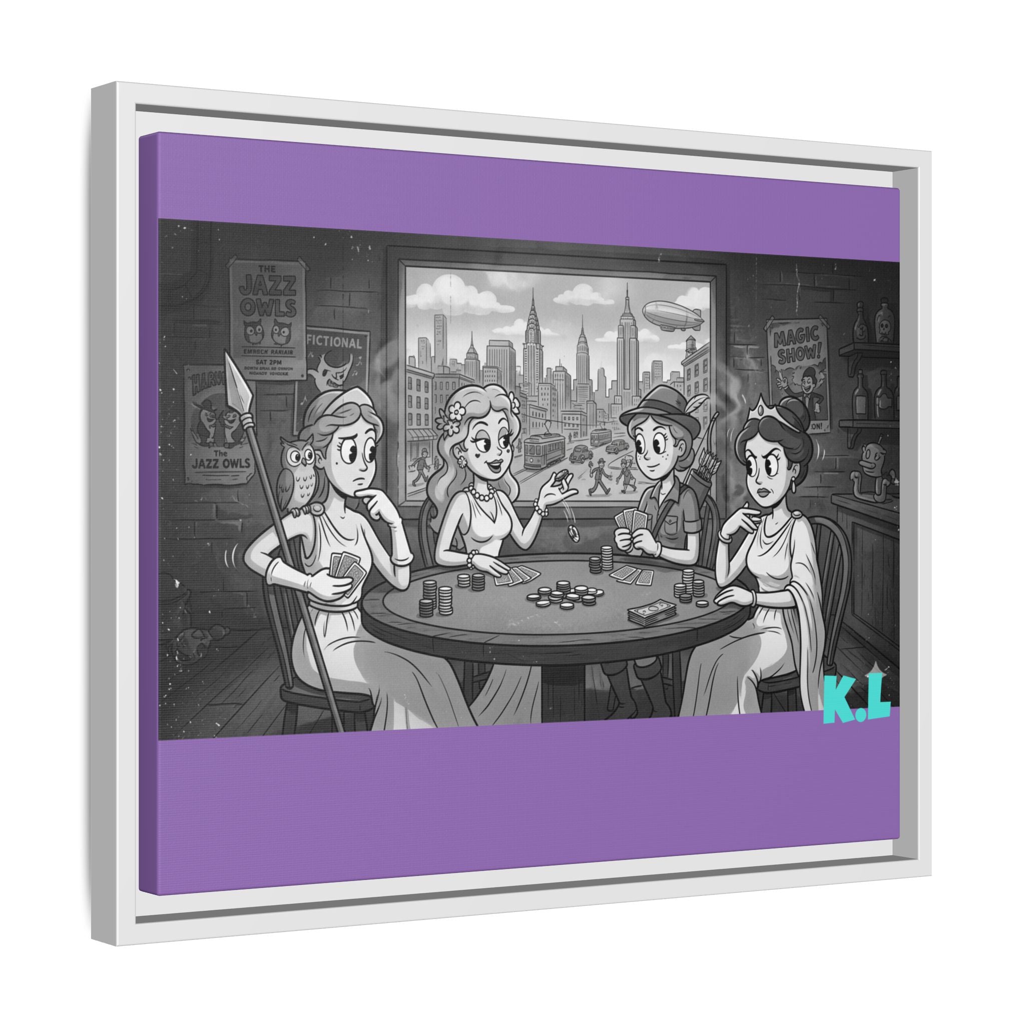 Framed Matte Canvas - Vintage Goddess Poker Night Print