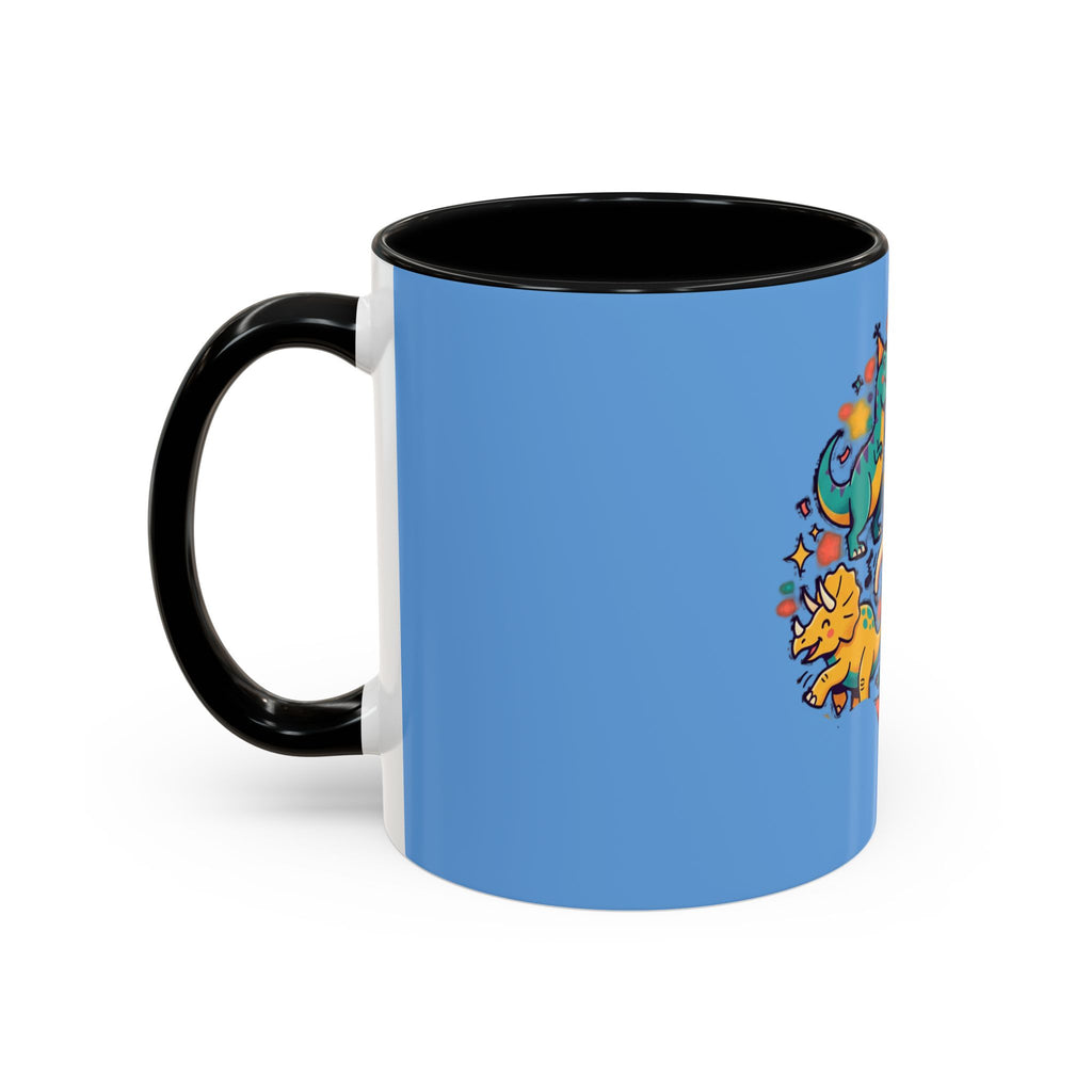 Cute Dancing Dinosaurs & Sloths Accent Coffee Mug — Colorful 11/15oz Ceramic