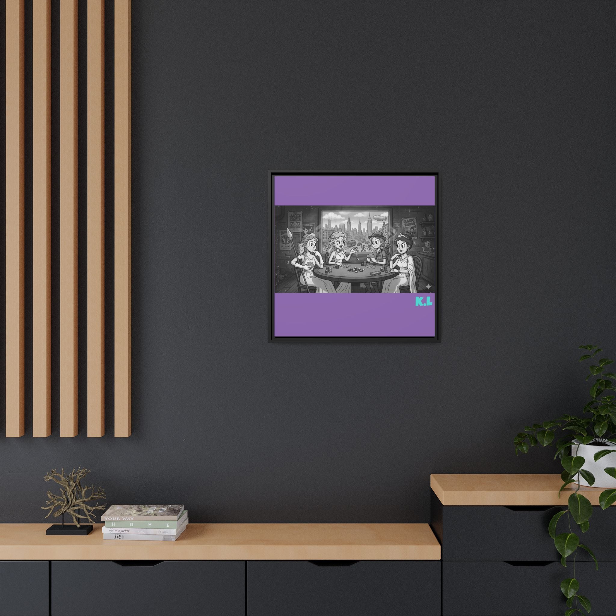 Framed Matte Canvas - Vintage Goddess Poker Night Print