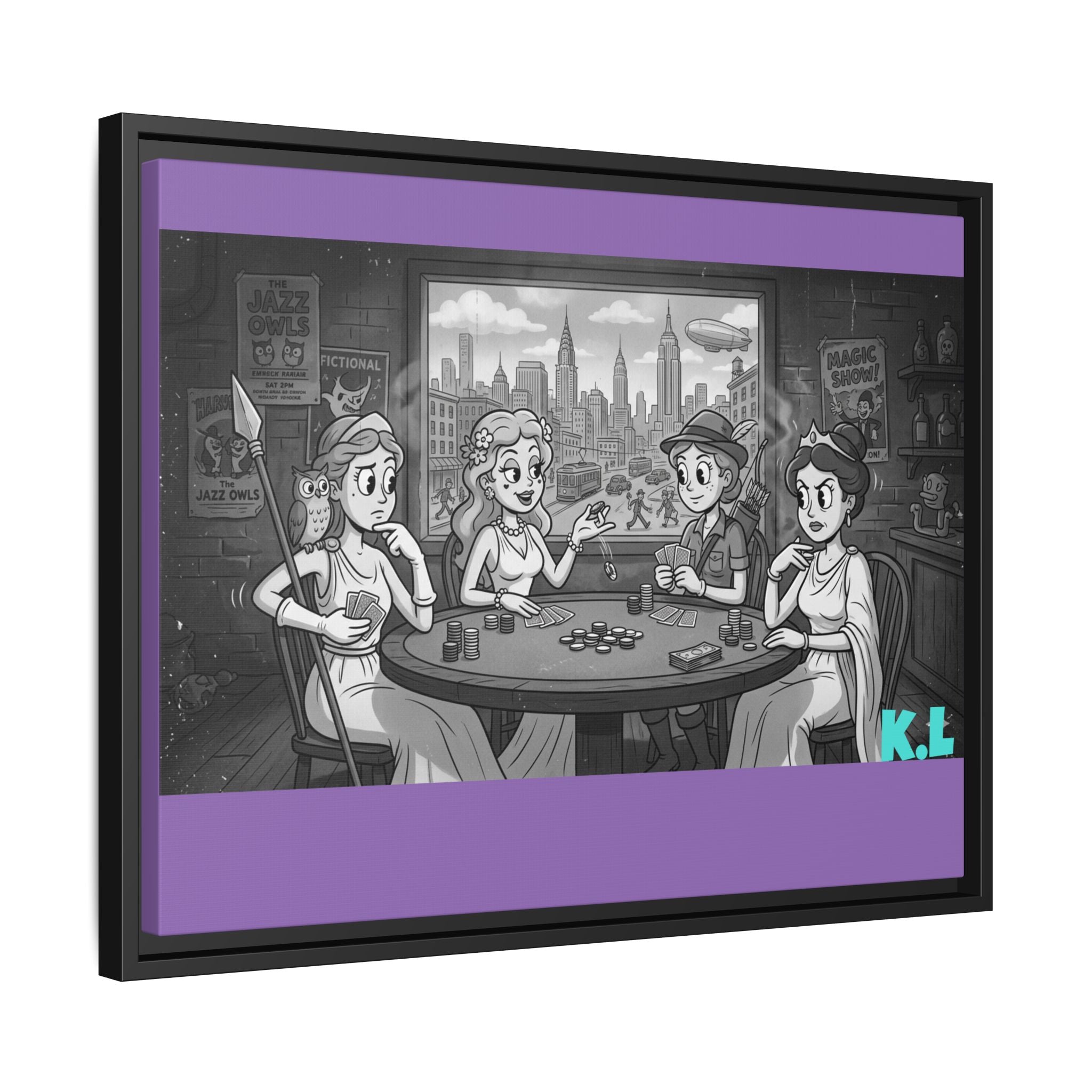 Framed Matte Canvas - Vintage Goddess Poker Night Print
