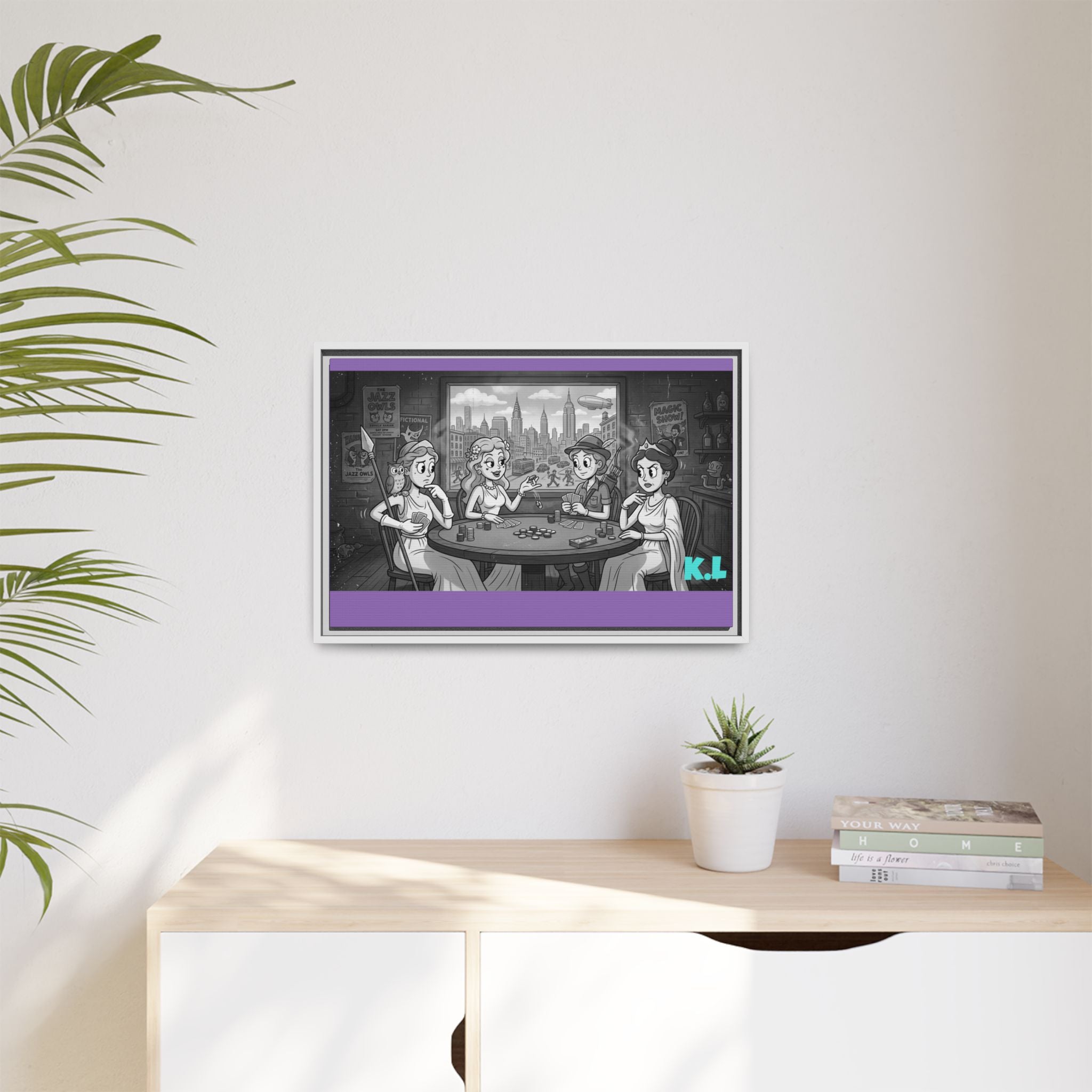 Framed Matte Canvas - Vintage Goddess Poker Night Print