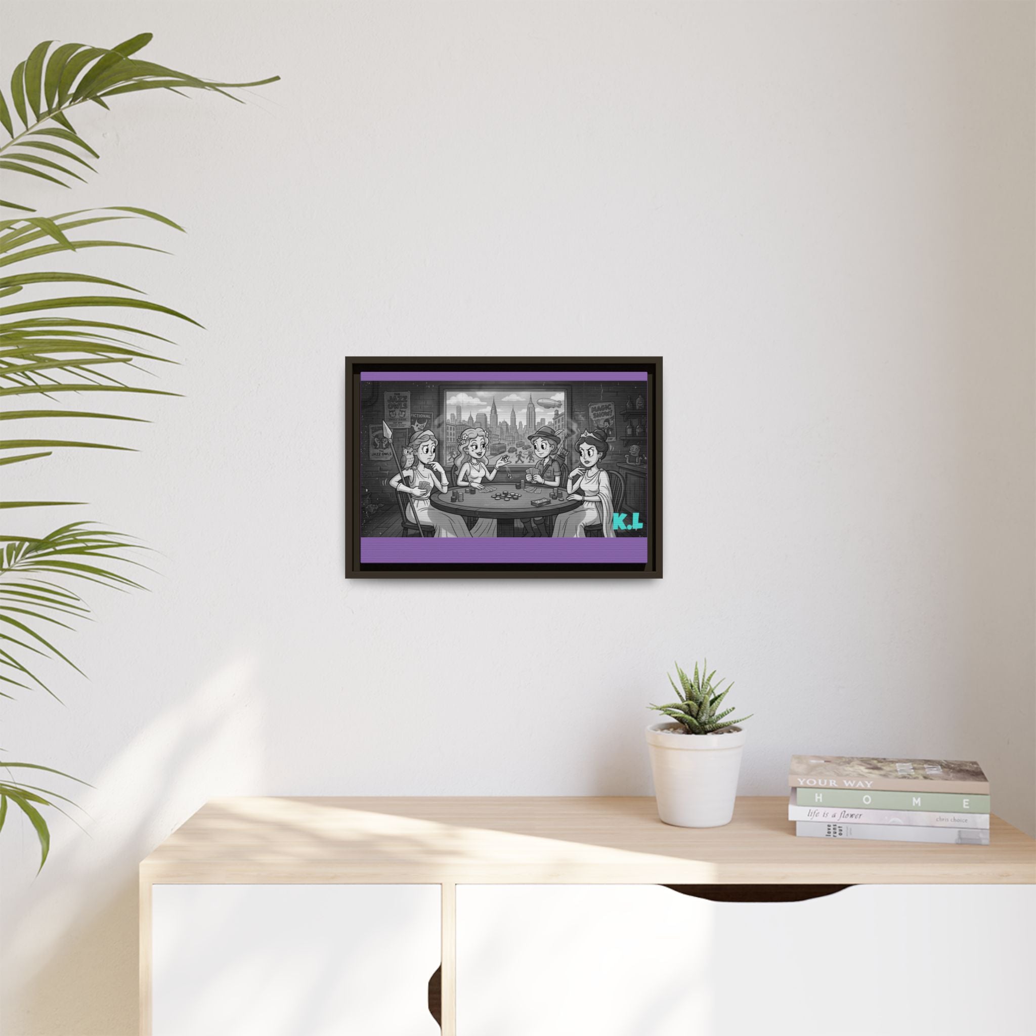 Framed Matte Canvas - Vintage Goddess Poker Night Print