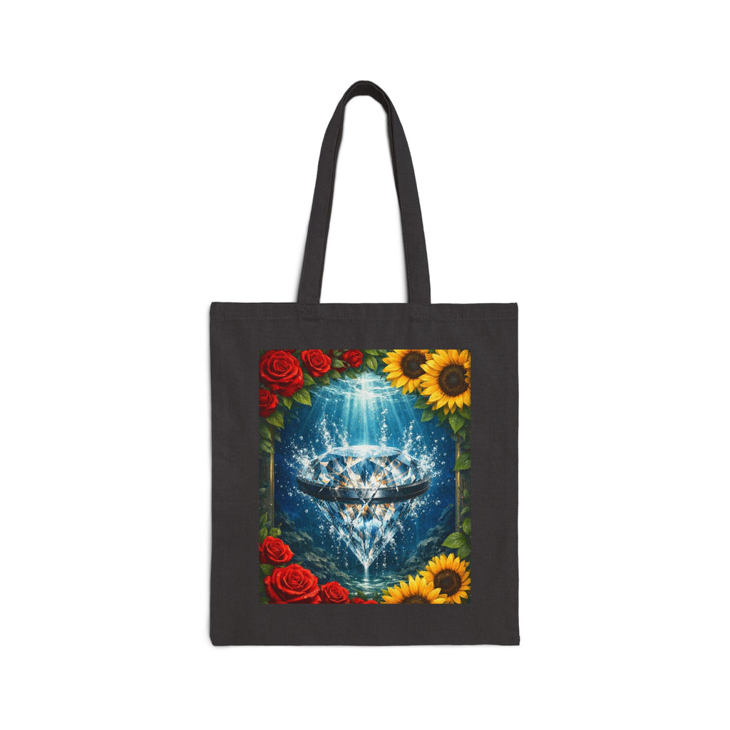 Canvas Tote Bag — "It's a New Day" Positive Quote & Floral Crystal Art Reusable Shopper