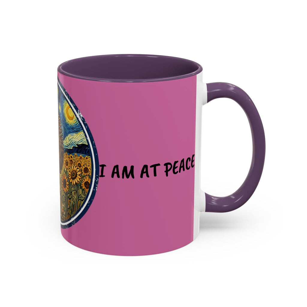 Hedgehog Sunflower Coffee Mug — "I Am At Peace" Accent Ceramic Mug