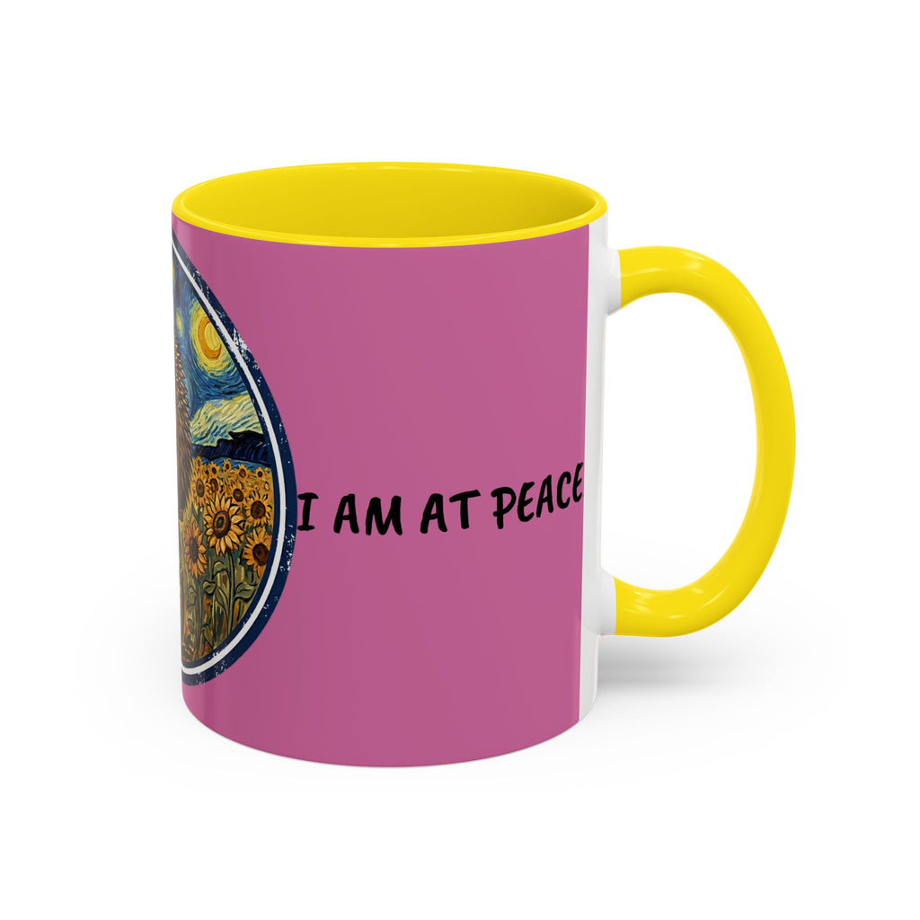 Hedgehog Sunflower Coffee Mug — "I Am At Peace" Accent Ceramic Mug