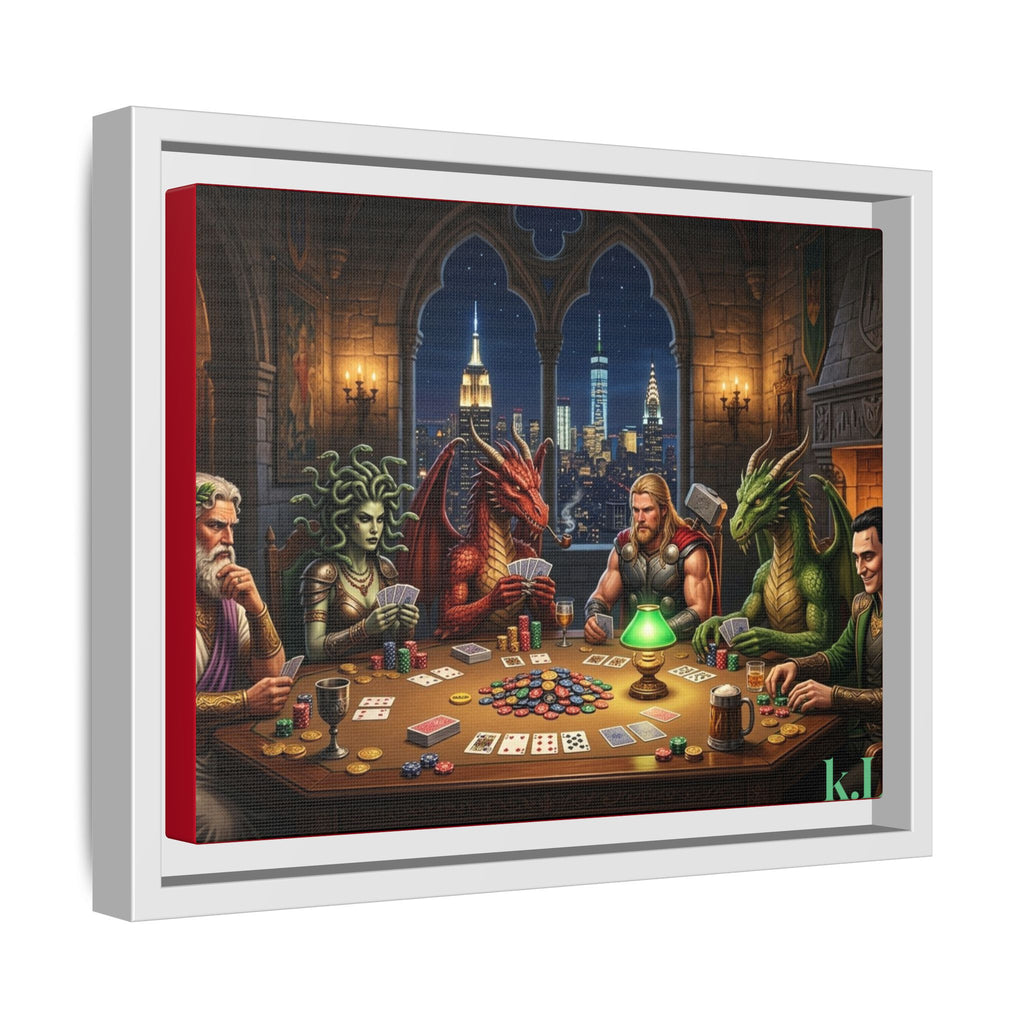 Framed Matte Canvas - Mythological Creature Poker Night Wall Art