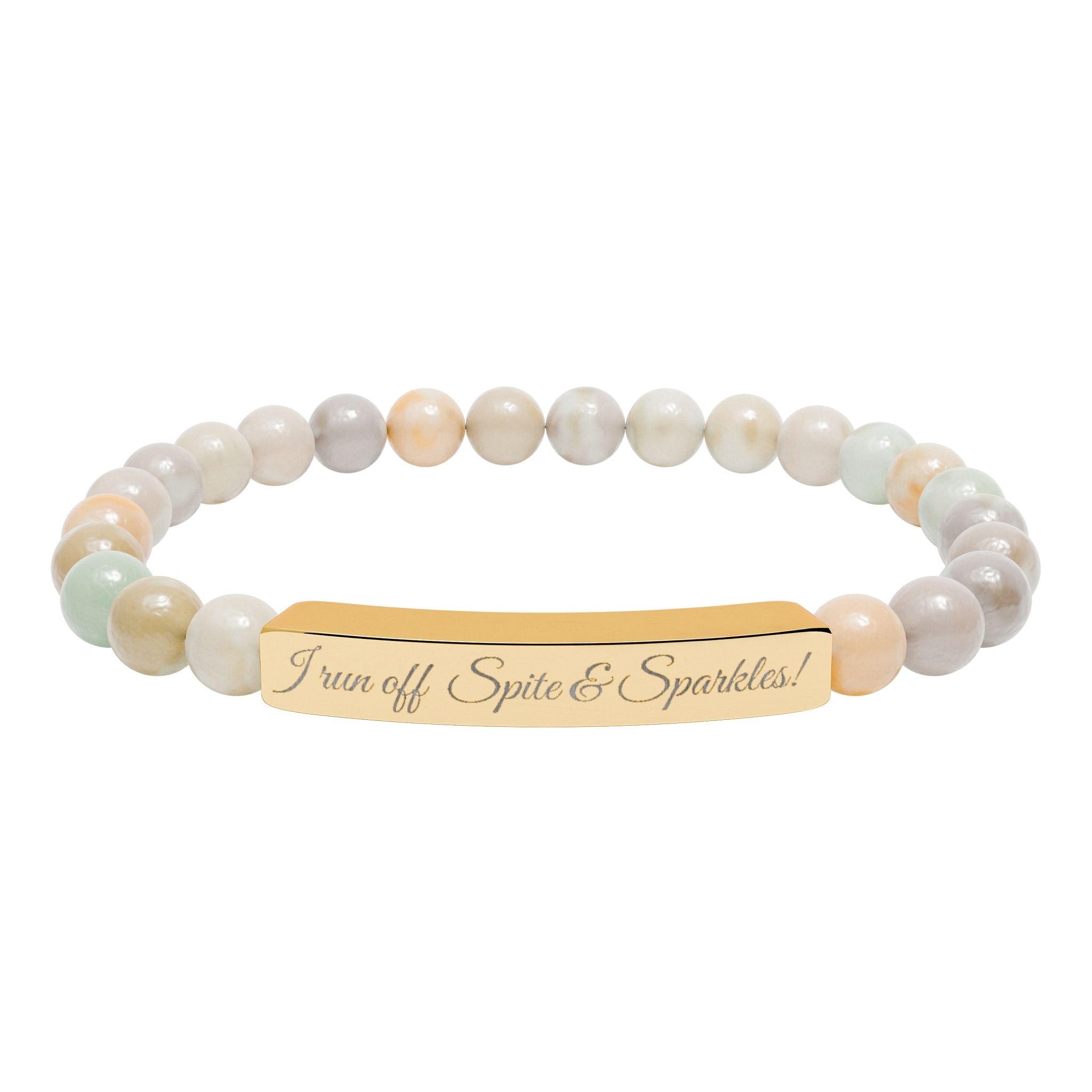 Engravable Natural Stone Bead Bar Bracelet