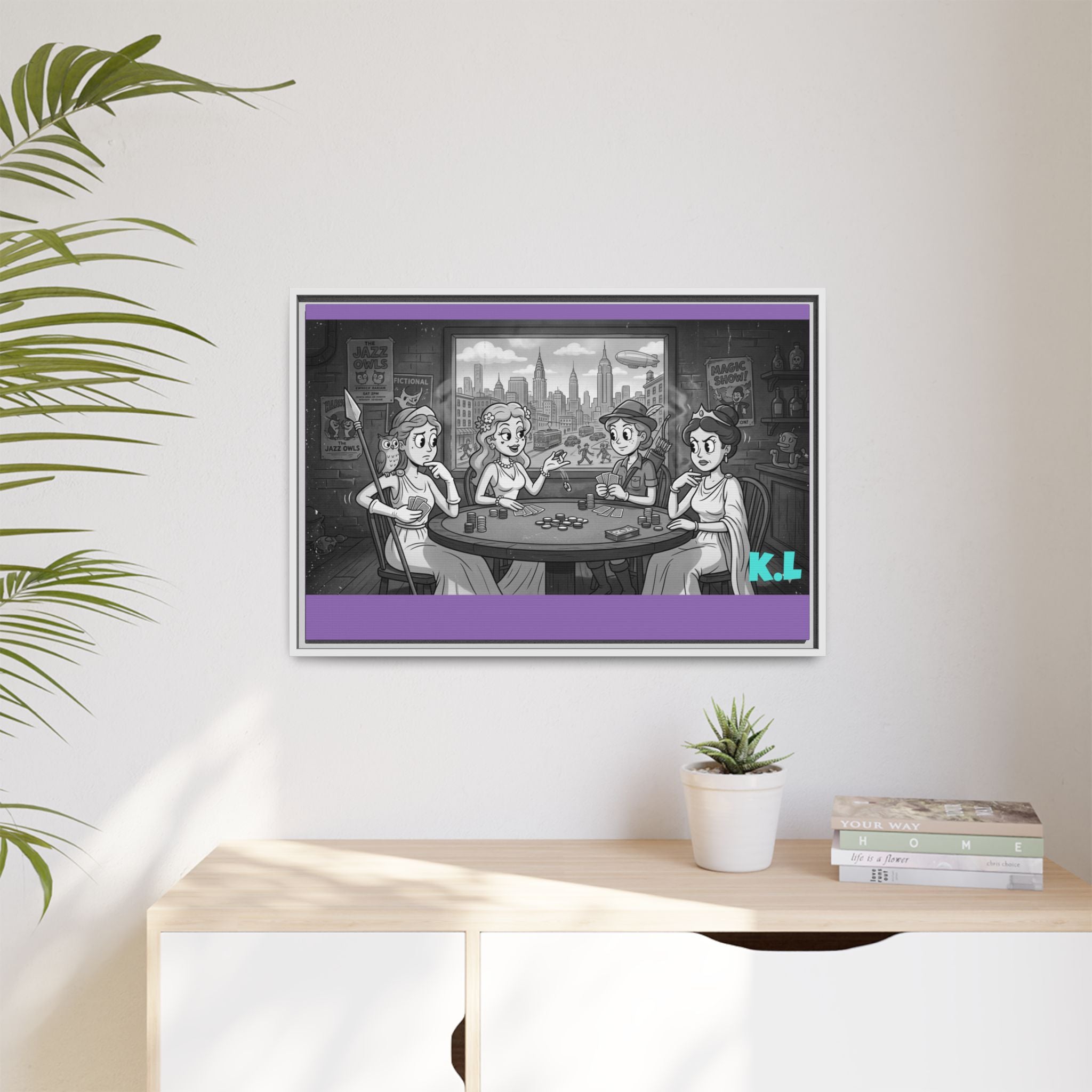 Framed Matte Canvas - Vintage Goddess Poker Night Print