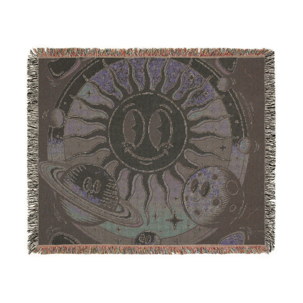 Sun & Planet Woven Blanket — Celestial Cozy Throw