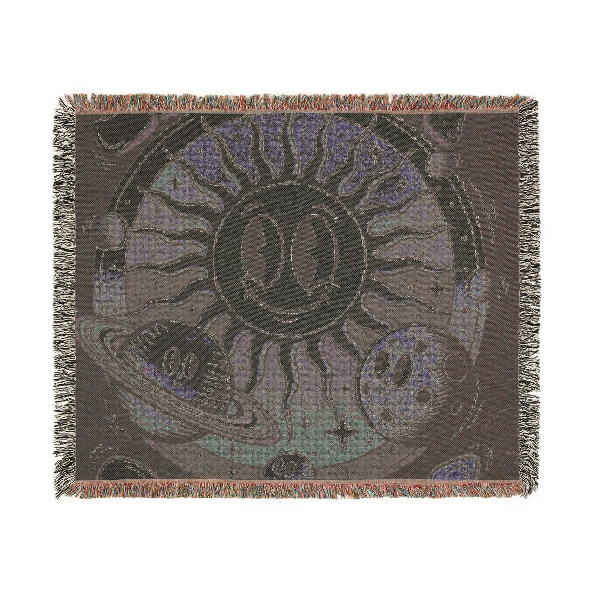 Sun & Planet Woven Blanket — Celestial Cozy Throw