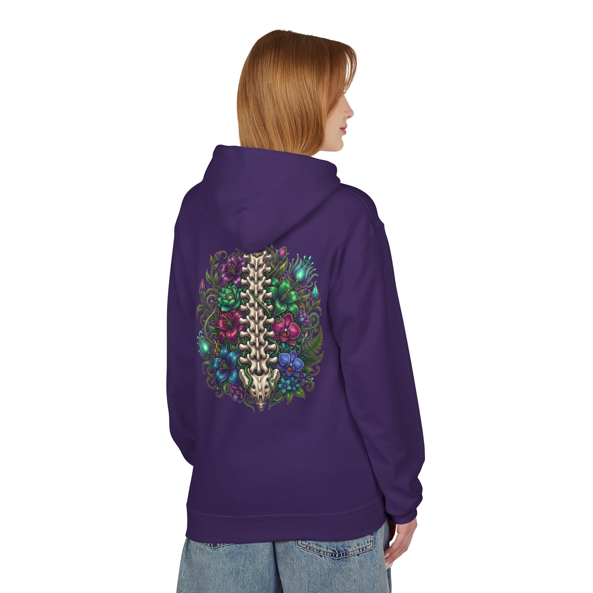 Spine & Blossoms Hoodie — "Soft Heart, Strong Spine!" Graphic Pullover