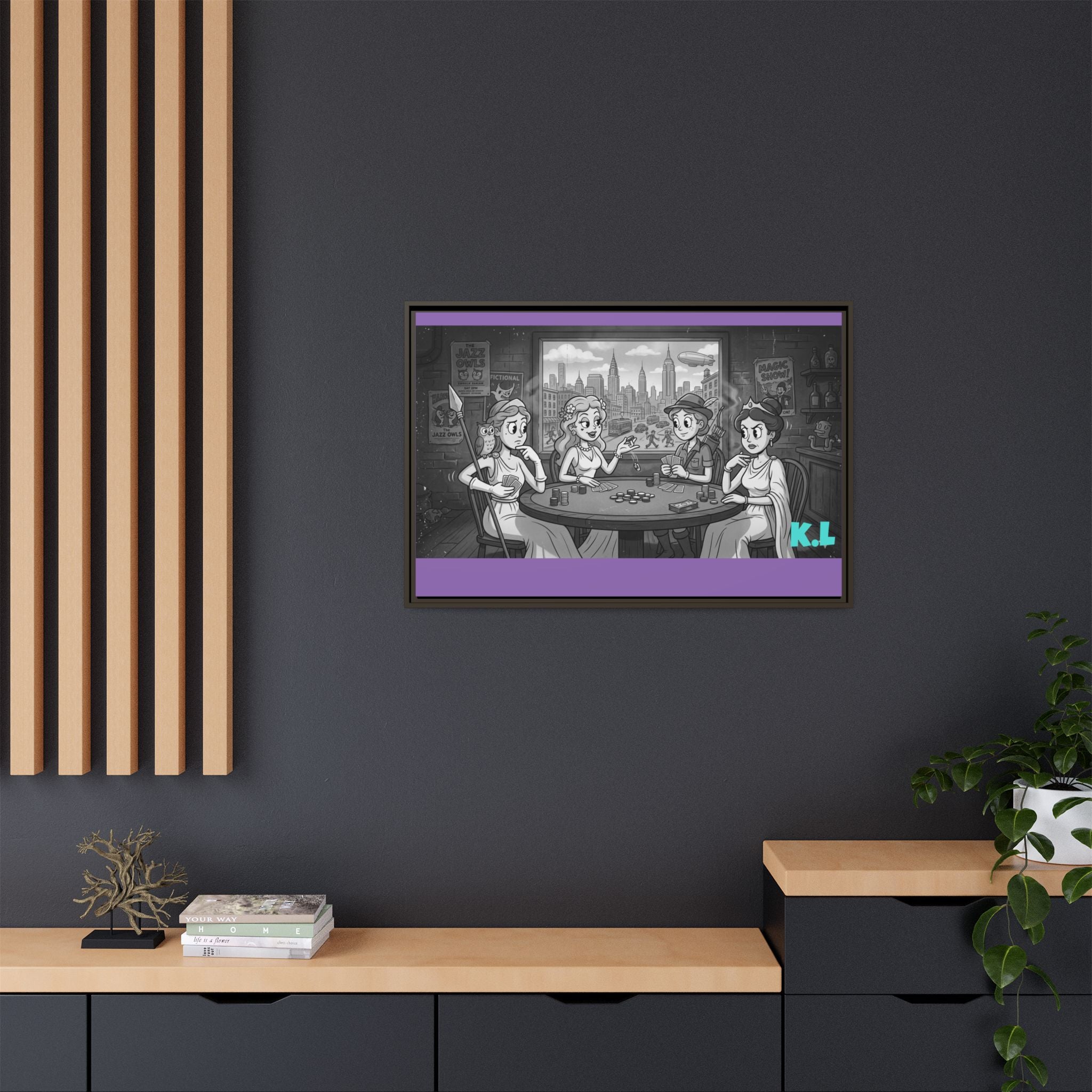 Framed Matte Canvas - Vintage Goddess Poker Night Print