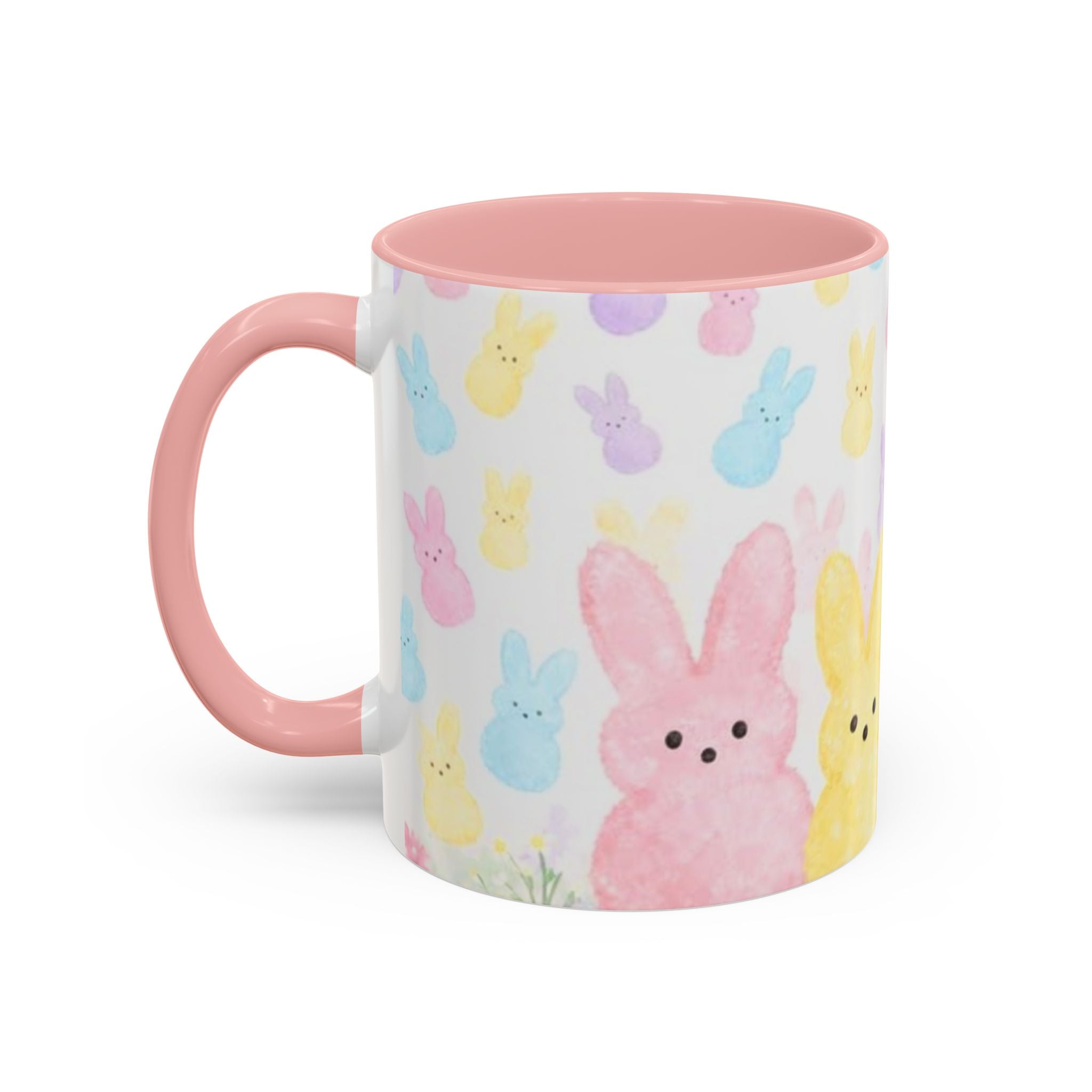 Pastel Peeps Easter Coffee Mug — Cute Bunny Pattern Accent Mug (11/15oz)