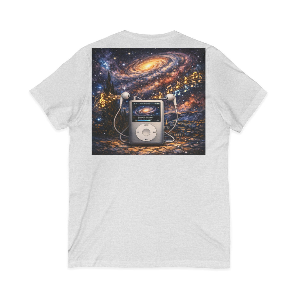 Galaxy iPod Music Tee — Retro Space Music V-Neck T‑Shirt