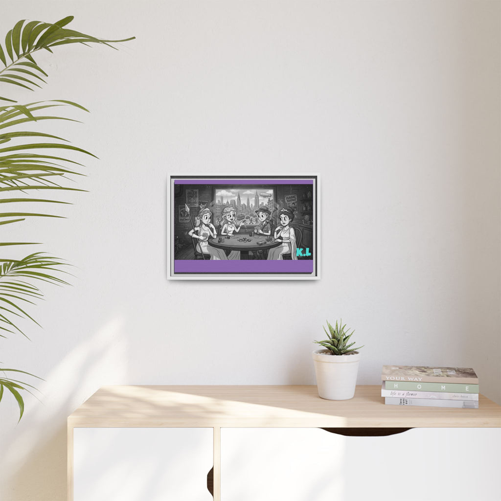 Framed Matte Canvas - Vintage Goddess Poker Night Print